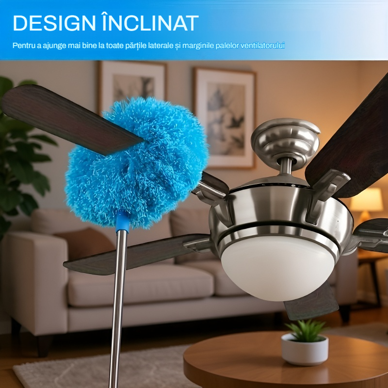 Mini perie extensibilă cu cap rotund din fibre pentru curățare casnică