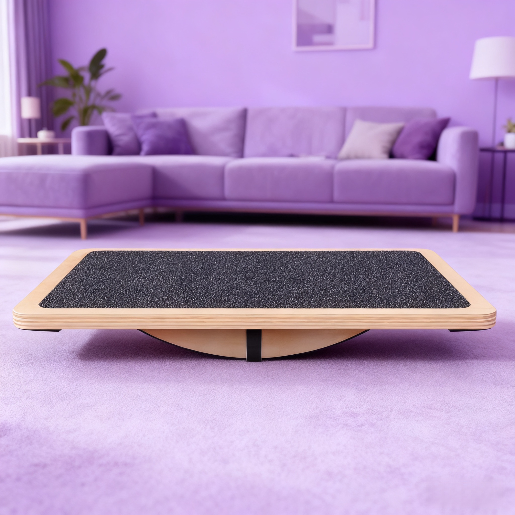 Solid Wood Rectangular Yoga Balance Board for core training