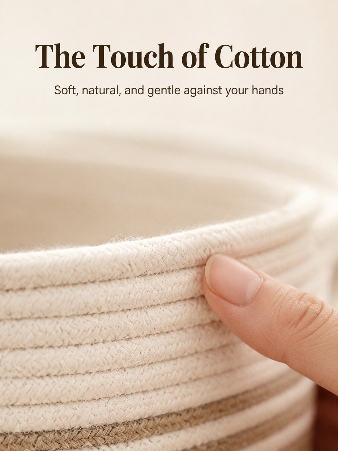 Eco-friendly cotton basket with premium leather handle