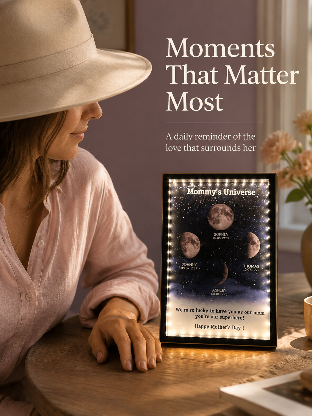 Sentimental Mother's Day gift with custom moon phase