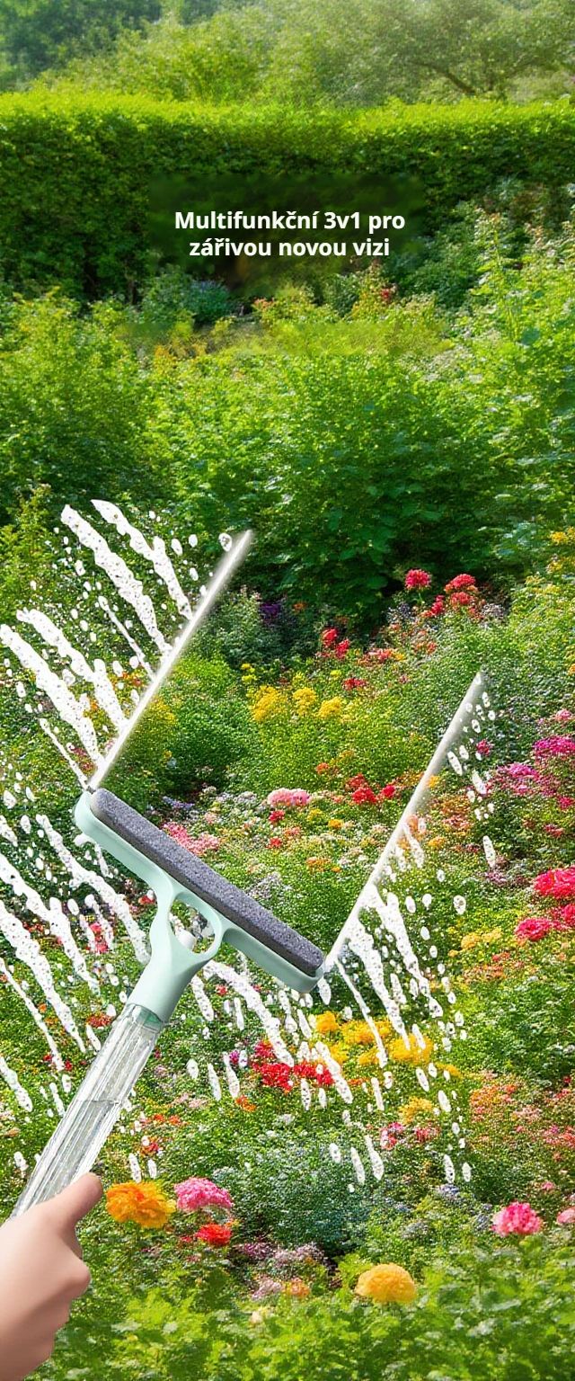 Multifunkční čistič oken se sprejem a stěrkou