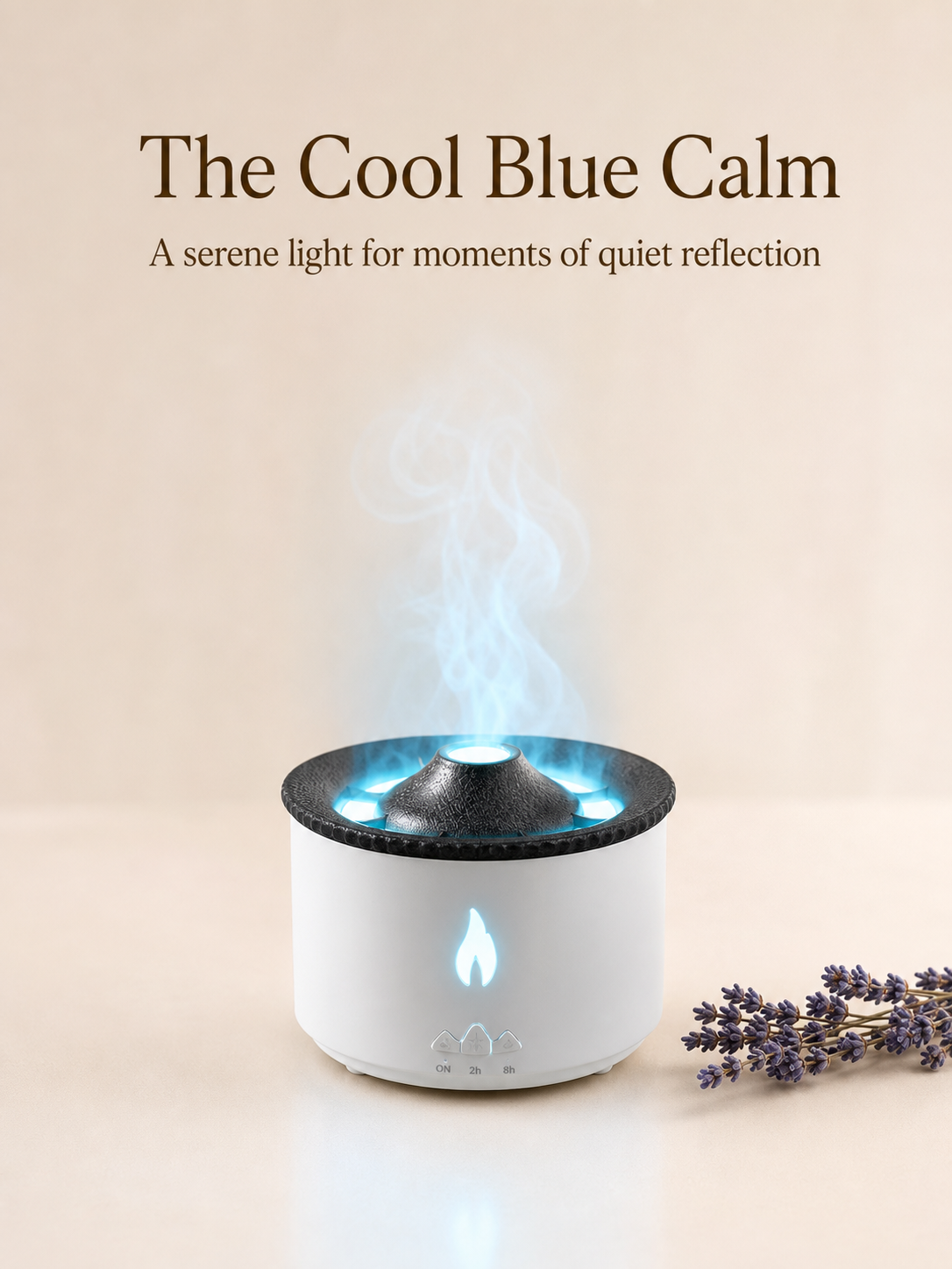 Flame effect humidifier on bedside table