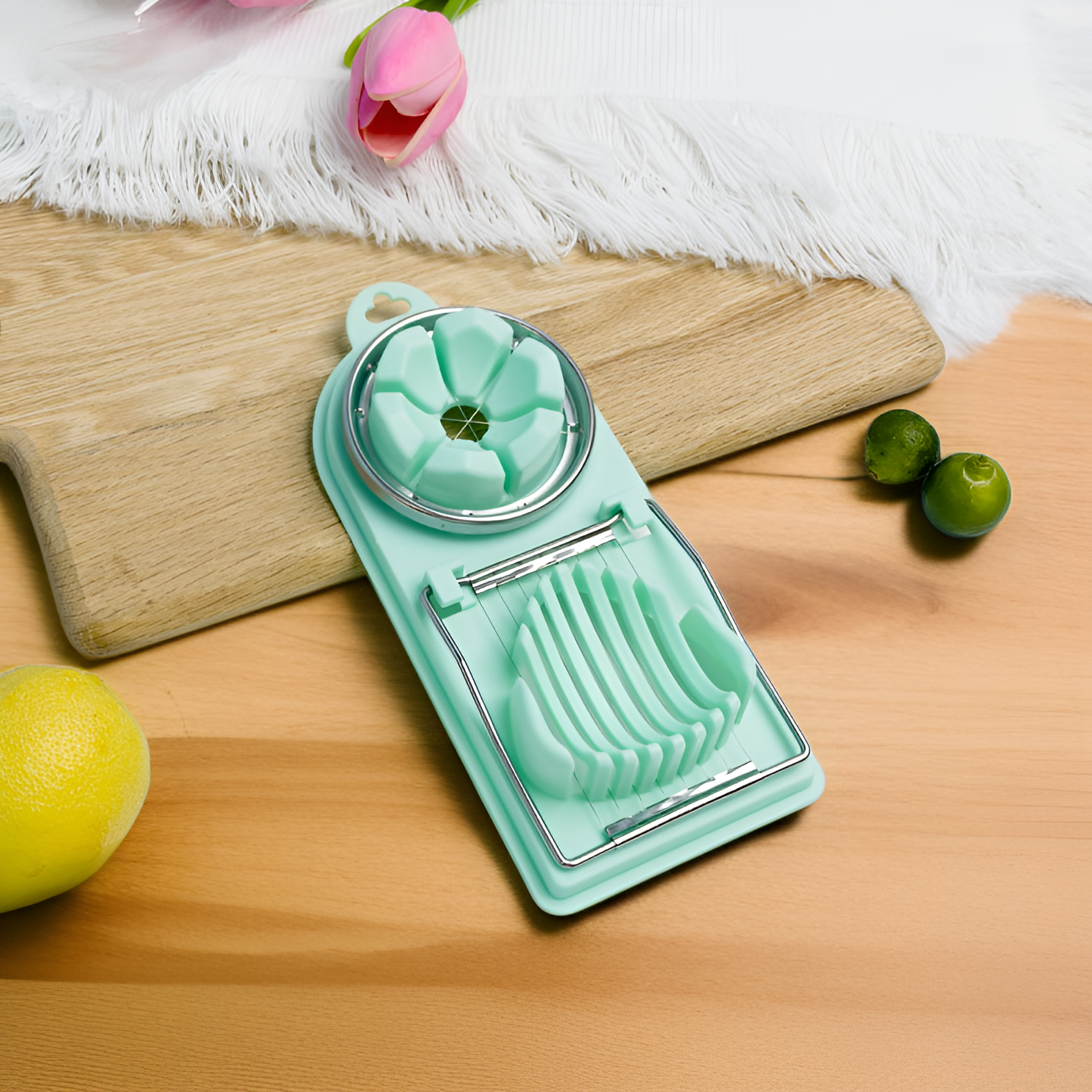 Durable stainless steel egg cutting tool for kitchens