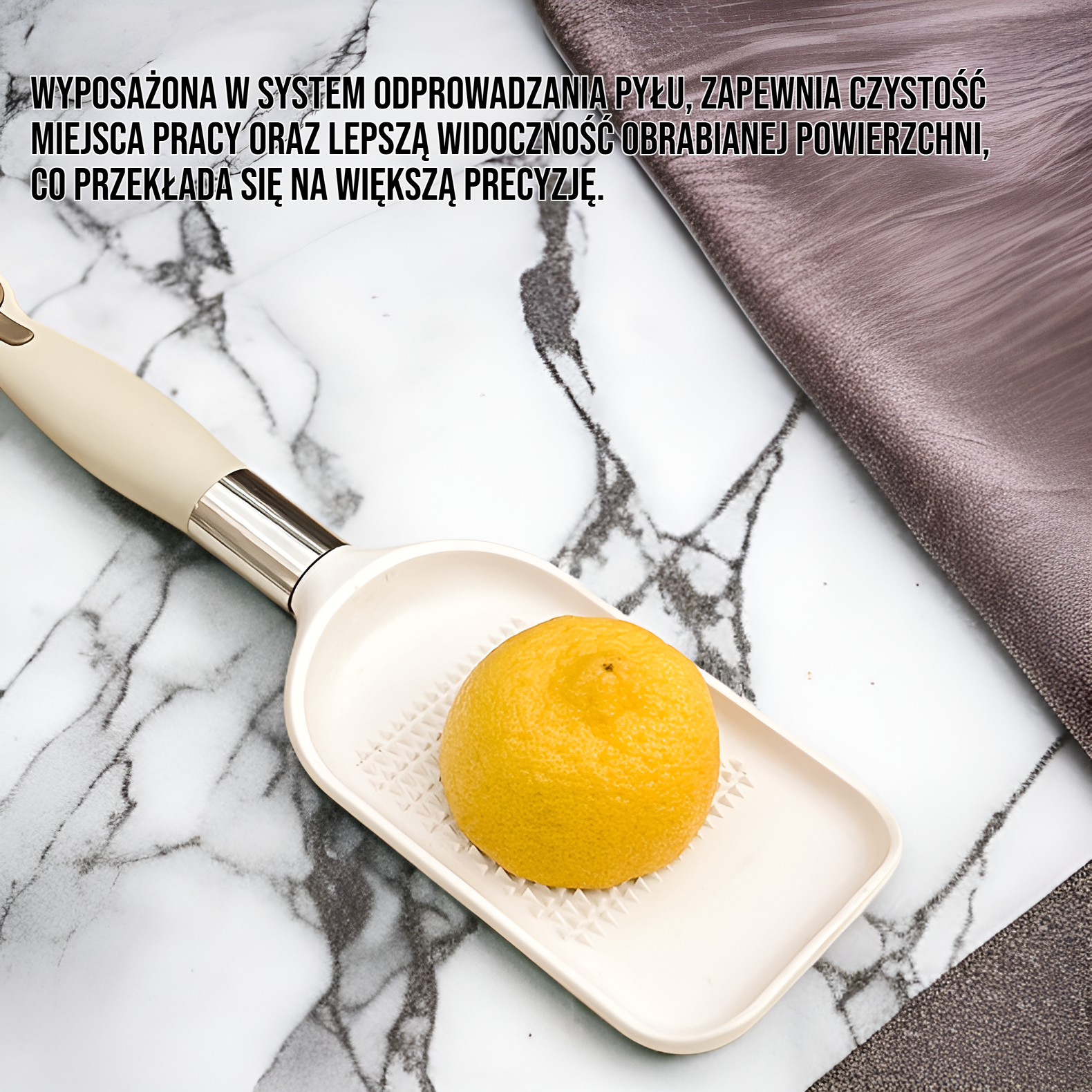 Zbliżenie na głowicę szlifierki ręcznej