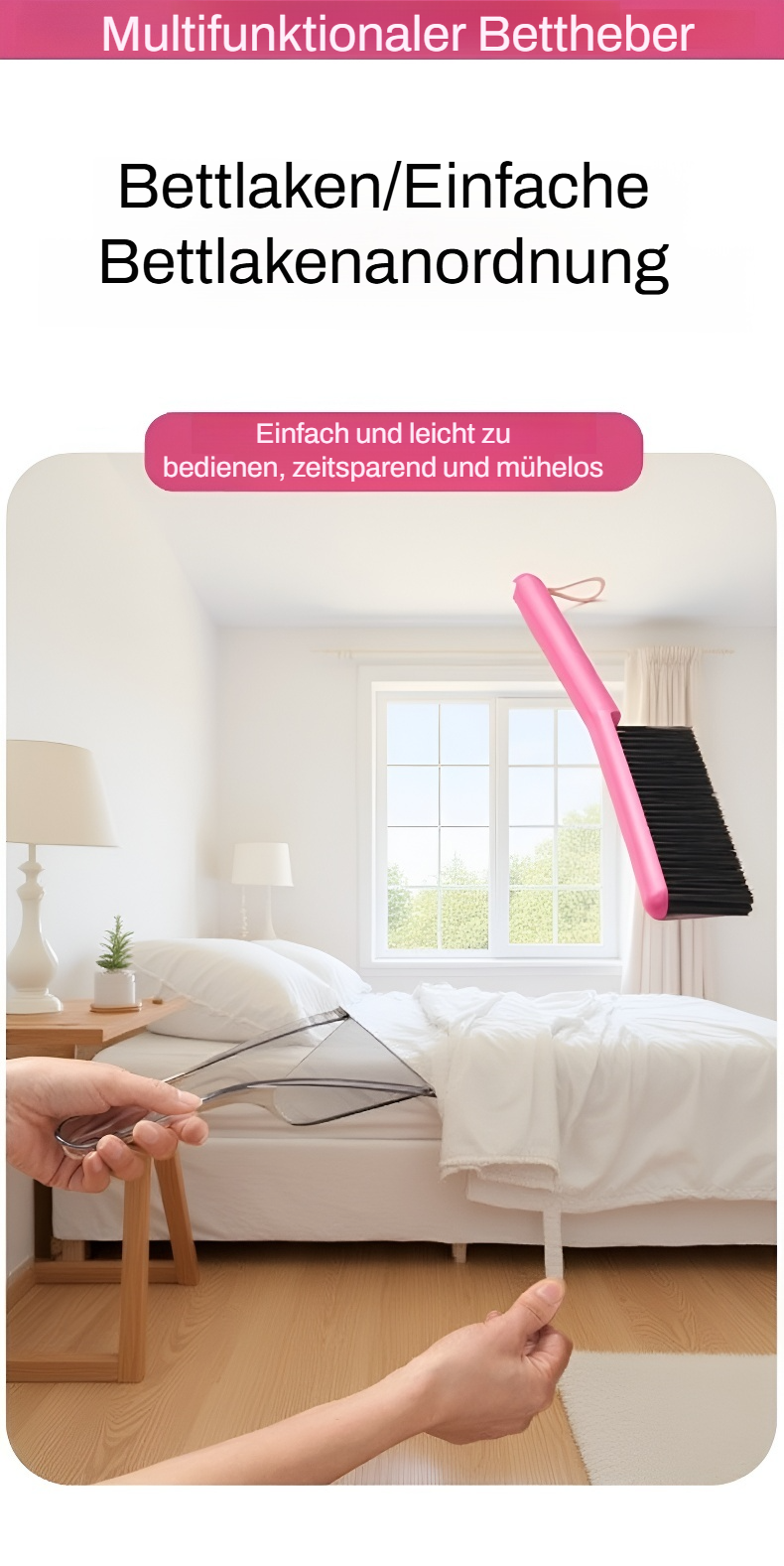 Ergonomische Bettbürste für komfortable Reinigung