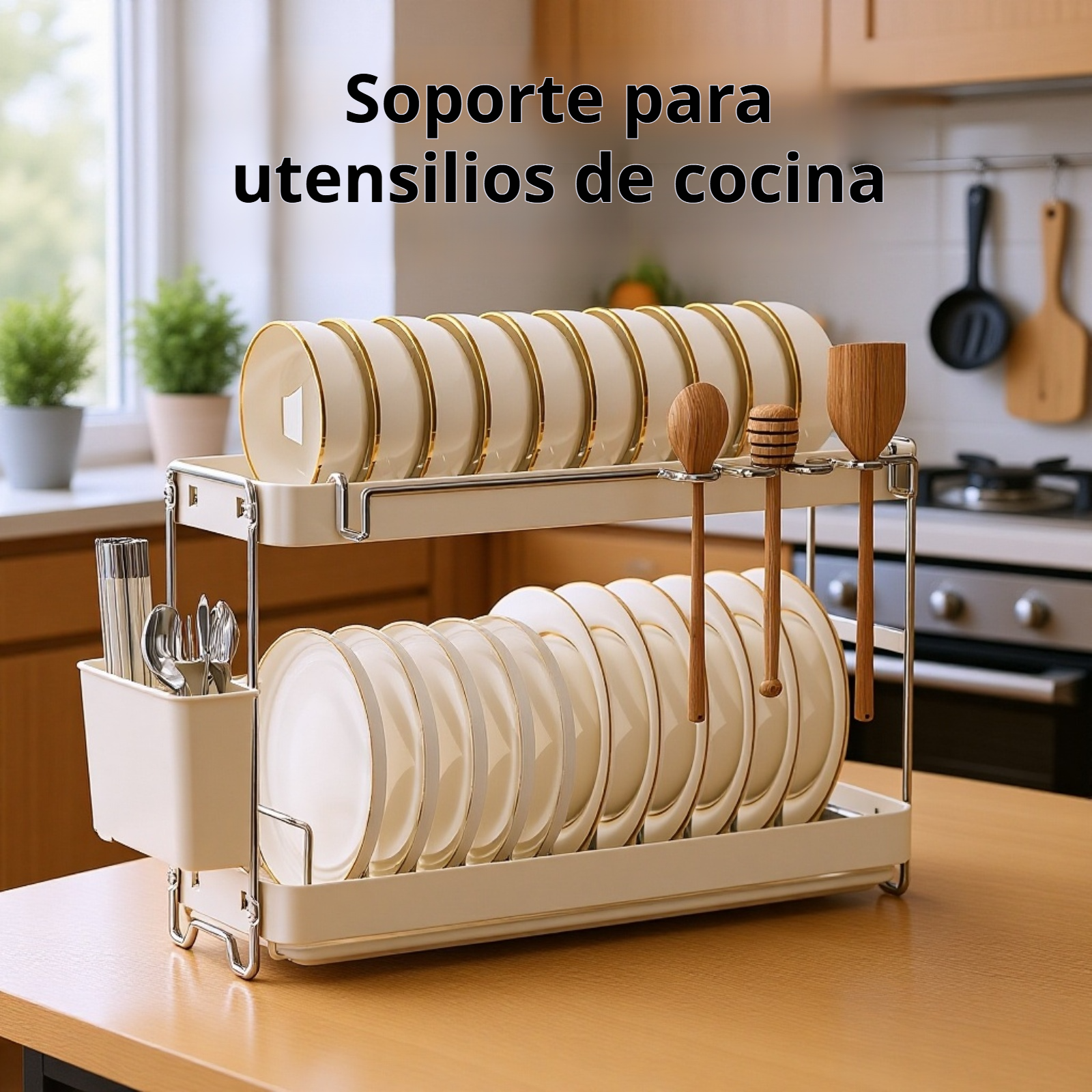 Escurridor de platos con capacidad para varios utensilios