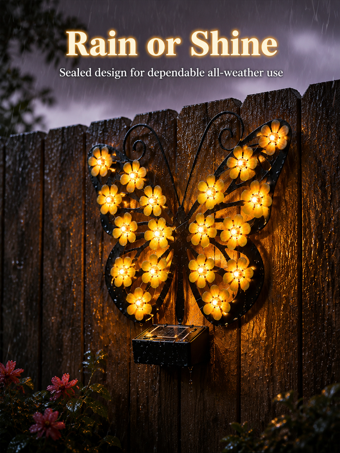 Decorative butterfly solar lamp for outdoor walls