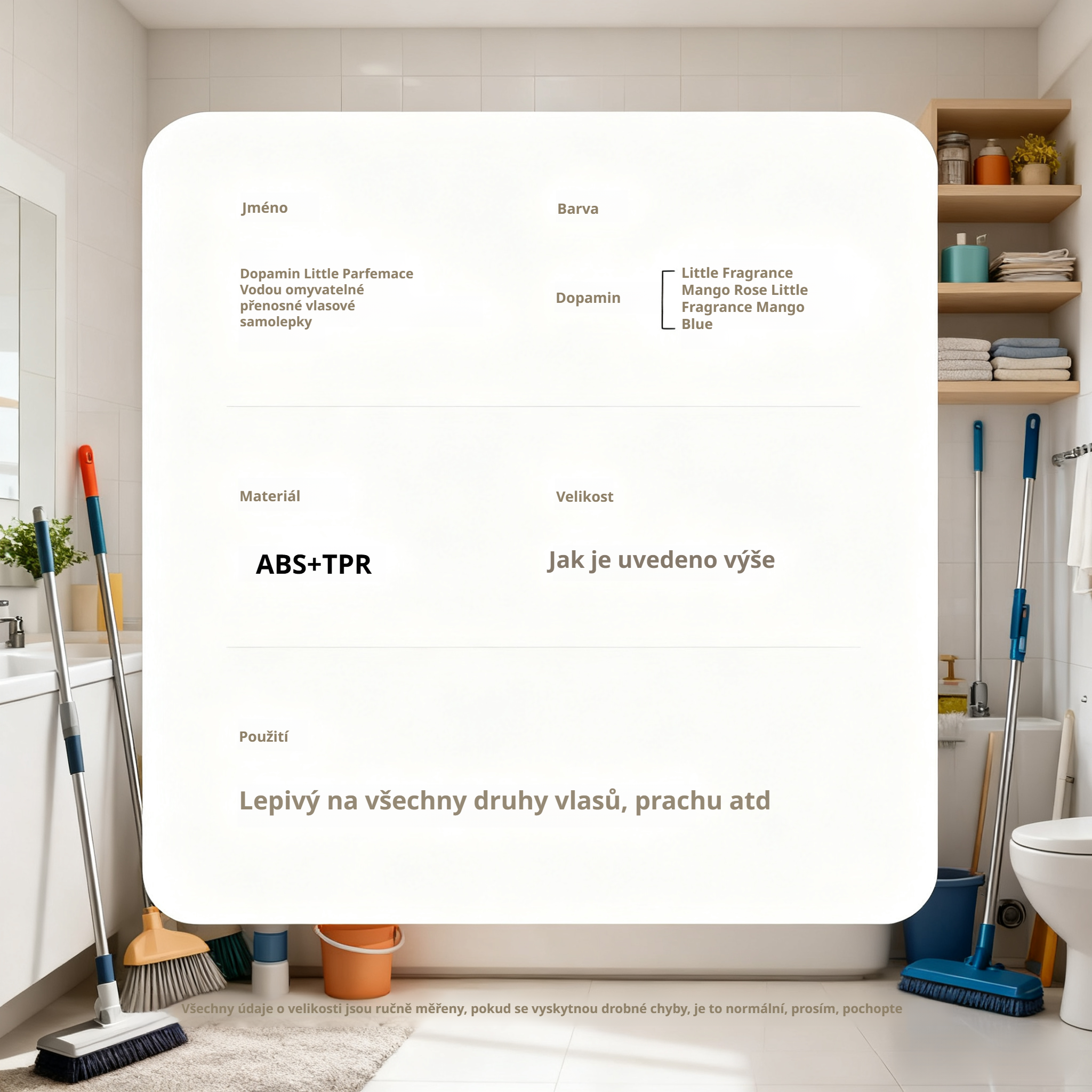 Lepivý odstraňovač chlupů v ruce při čištění