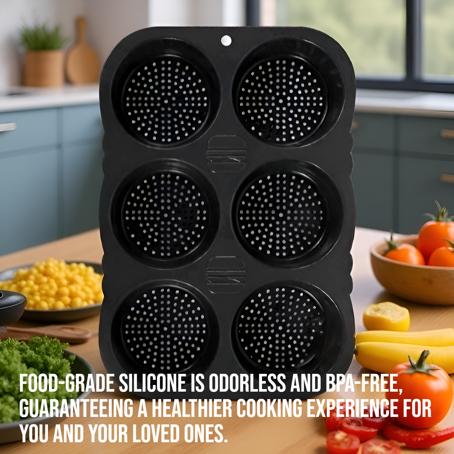 High-temperature resistant silicone hamburger mold on white background