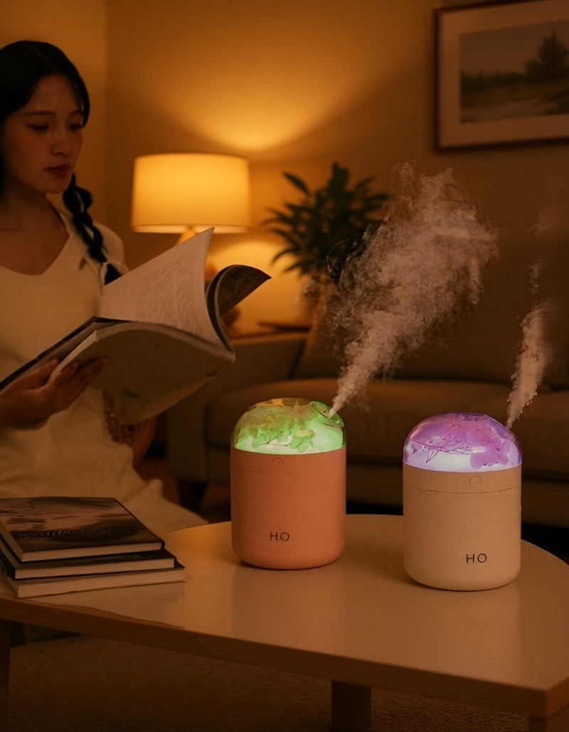 Einfach zu bedienender Luftbefeuchter mit Blumen