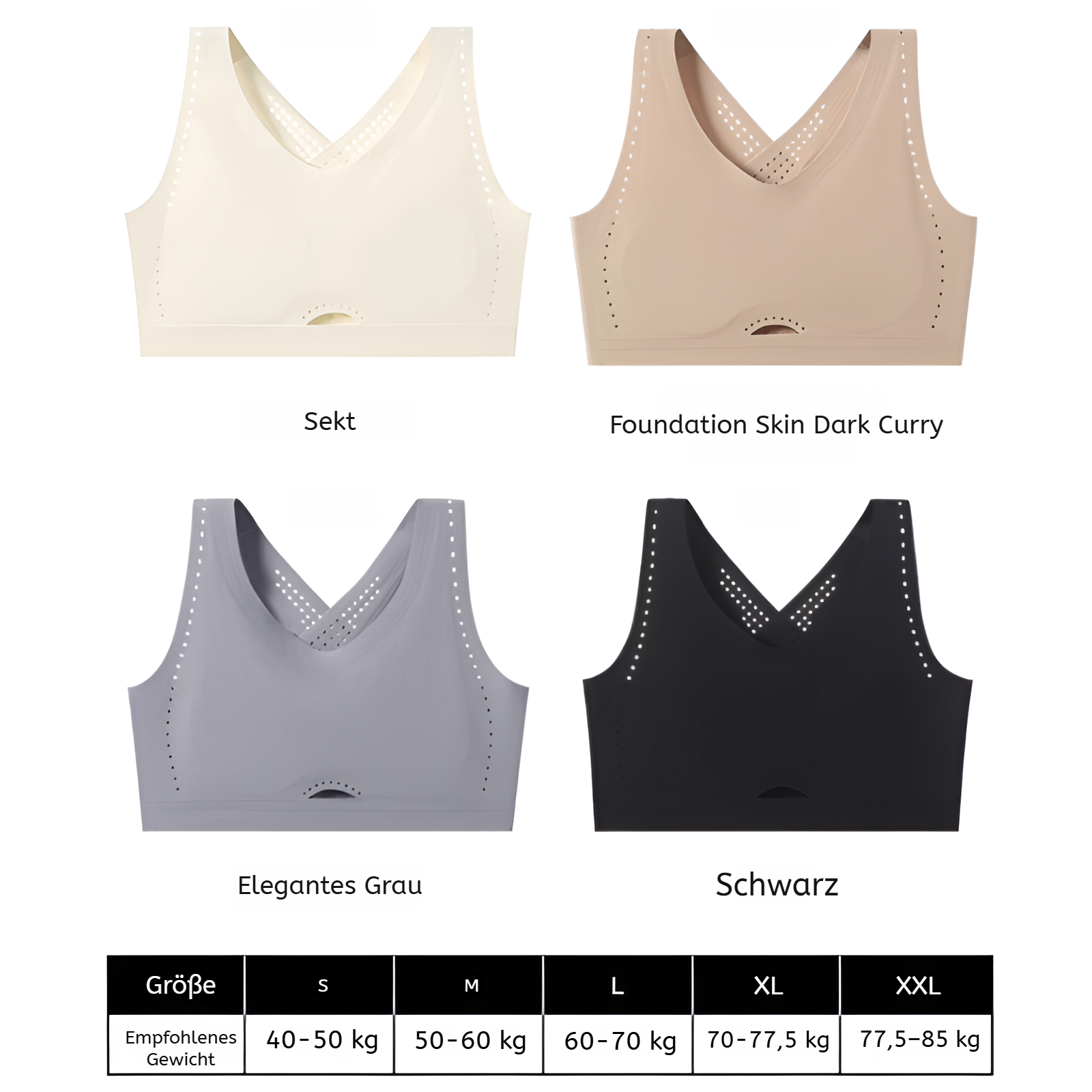 Sport-BH für Damen mit hoher Unterstützung in Schwarz