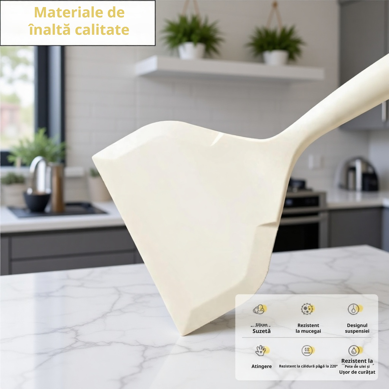 Ustensilă de bucătărie cu gura largă pentru tigaie non-stick