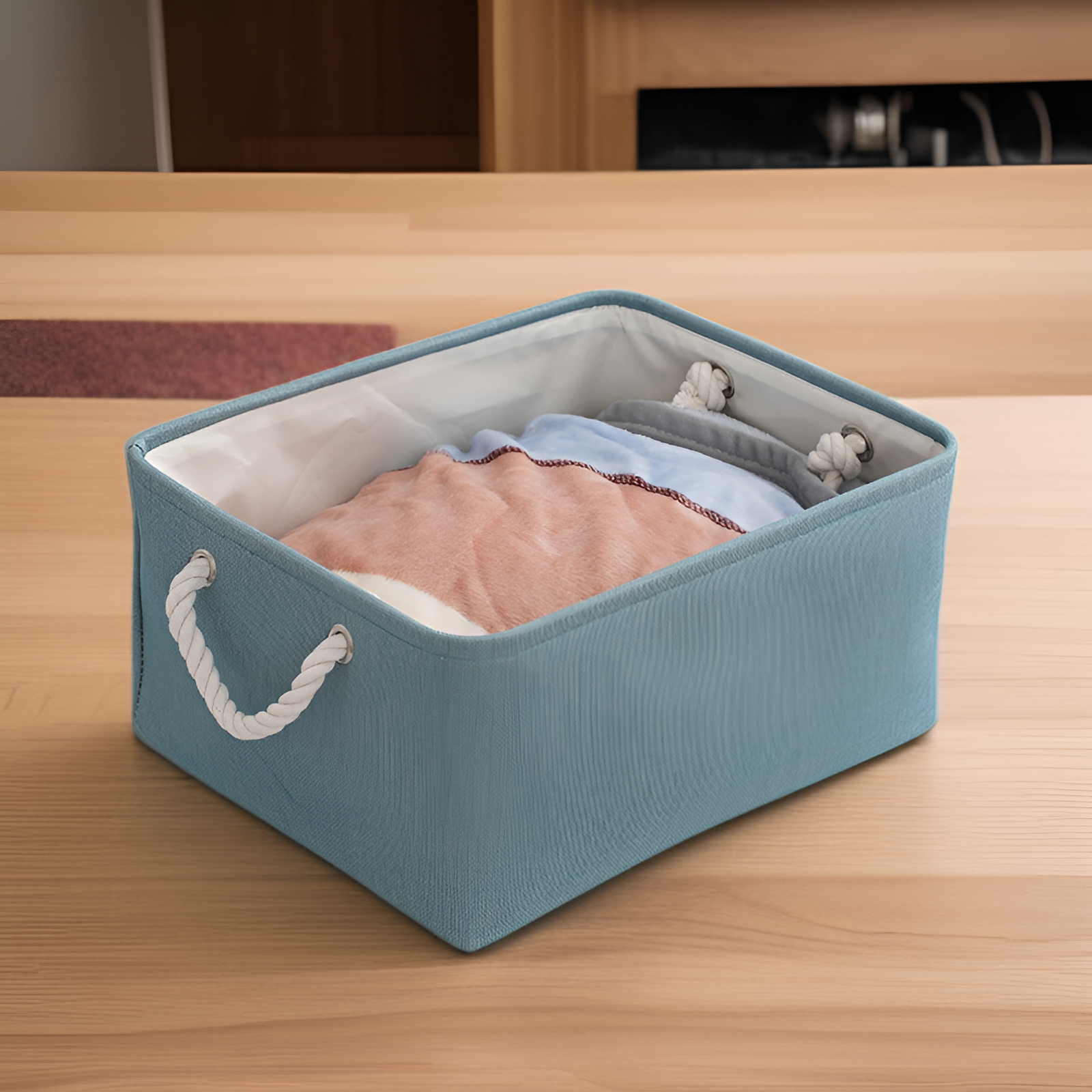 Foldable linen storage bin for easy storage