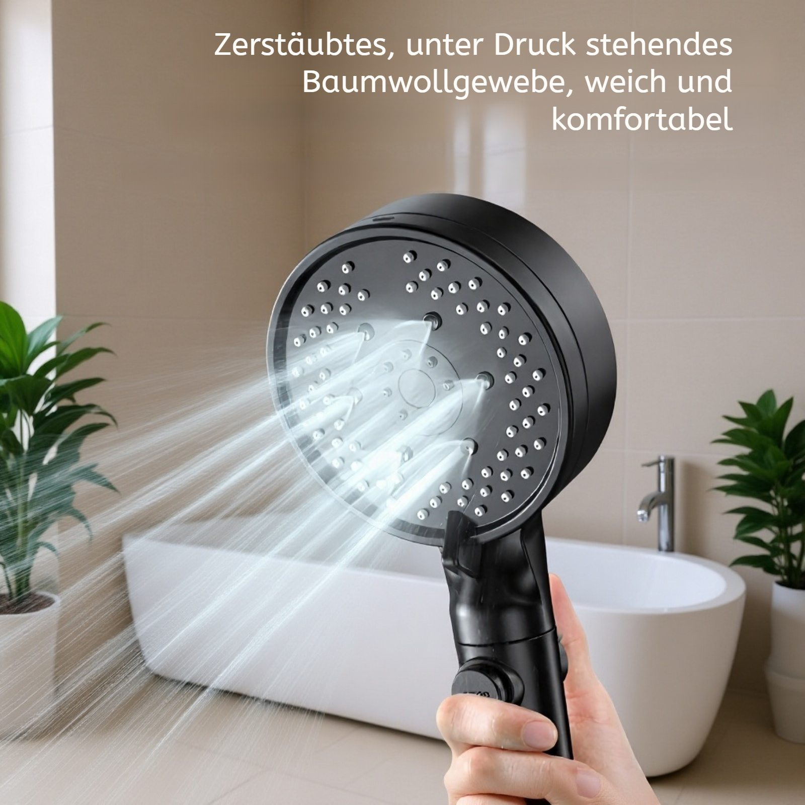 Handbrause mit Druckverstärkung für Spa-Gefühl