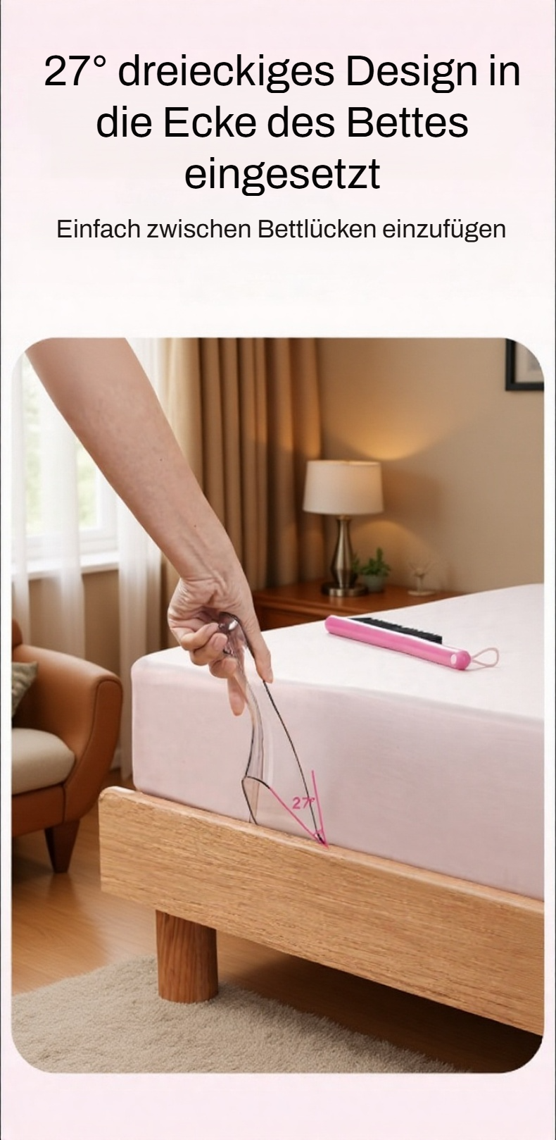 Einhand-Bettbürste mit stabiler Konstruktion