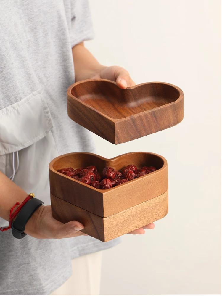 Stackable Solid Wood Dried Fruit Tray displayed on kitchen table