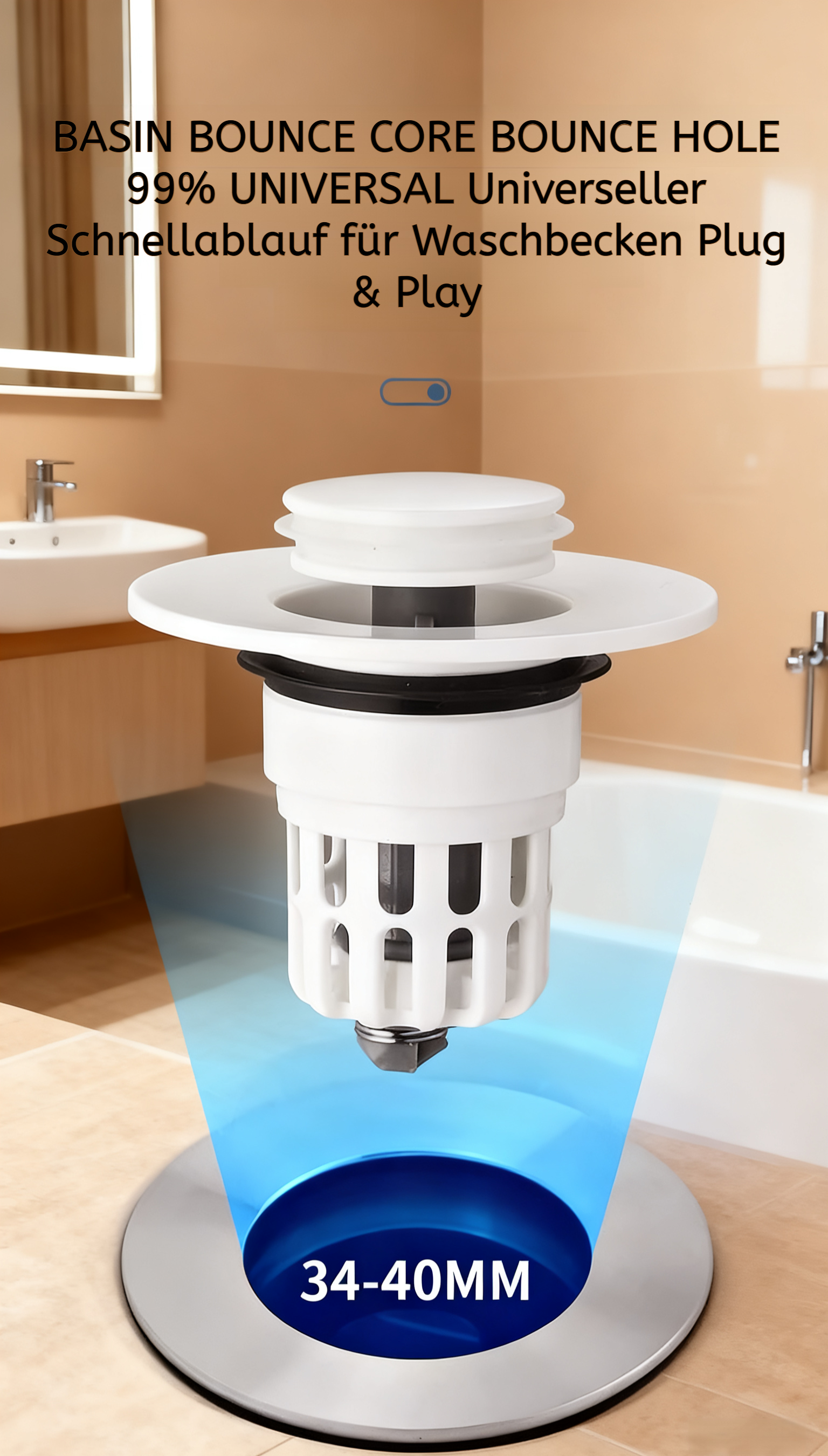 Waschbecken Abfluss mit Geruchsstopp Ventil