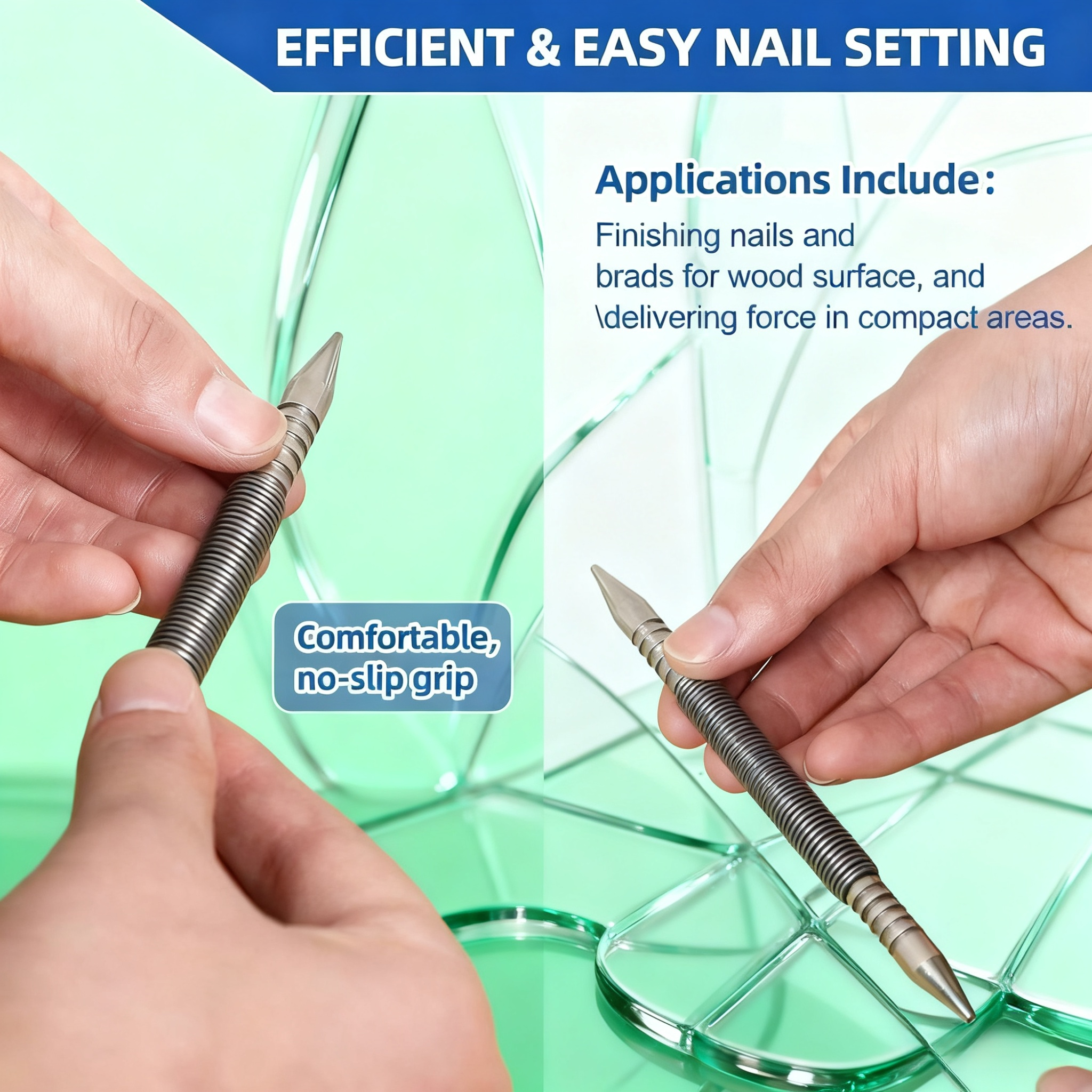 Double-ended nail punch for carpentry tasks