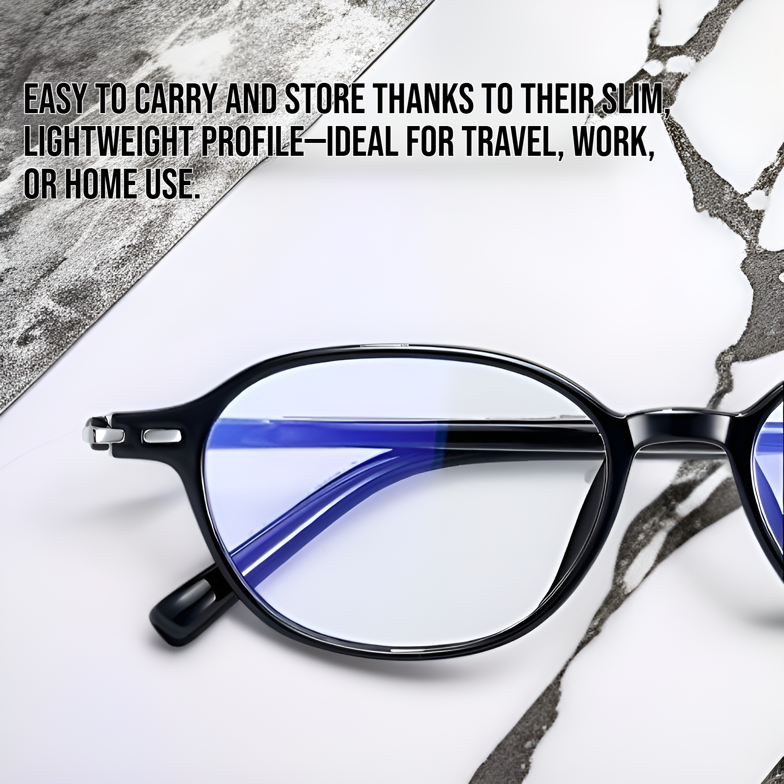 Elliptical frame lightweight reading glasses close up