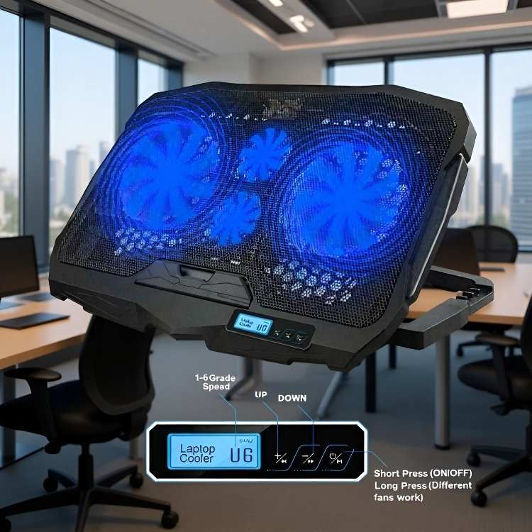 Laptop cooling fan with USB connectivity and stand