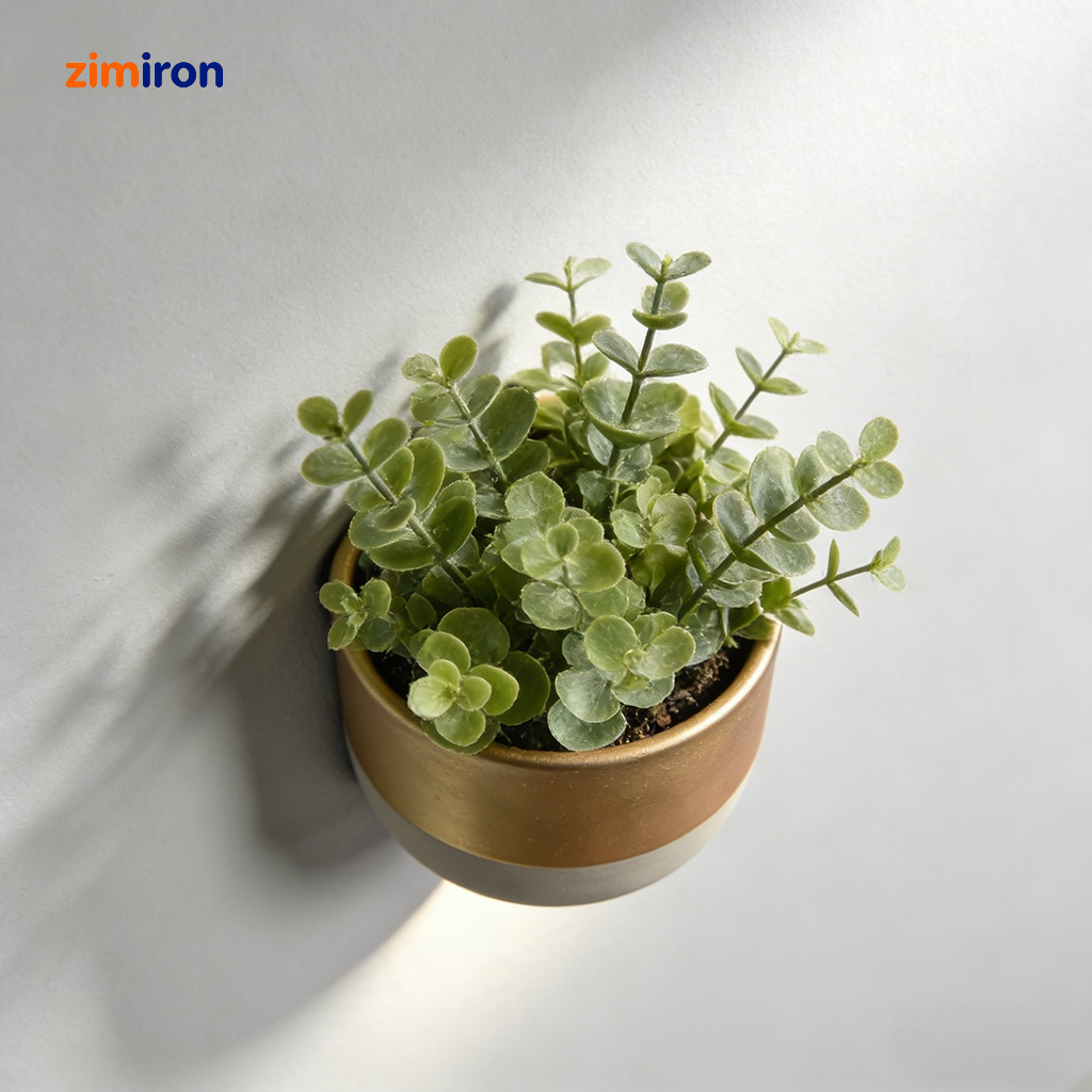 Easy installation of mini planters on living room wall