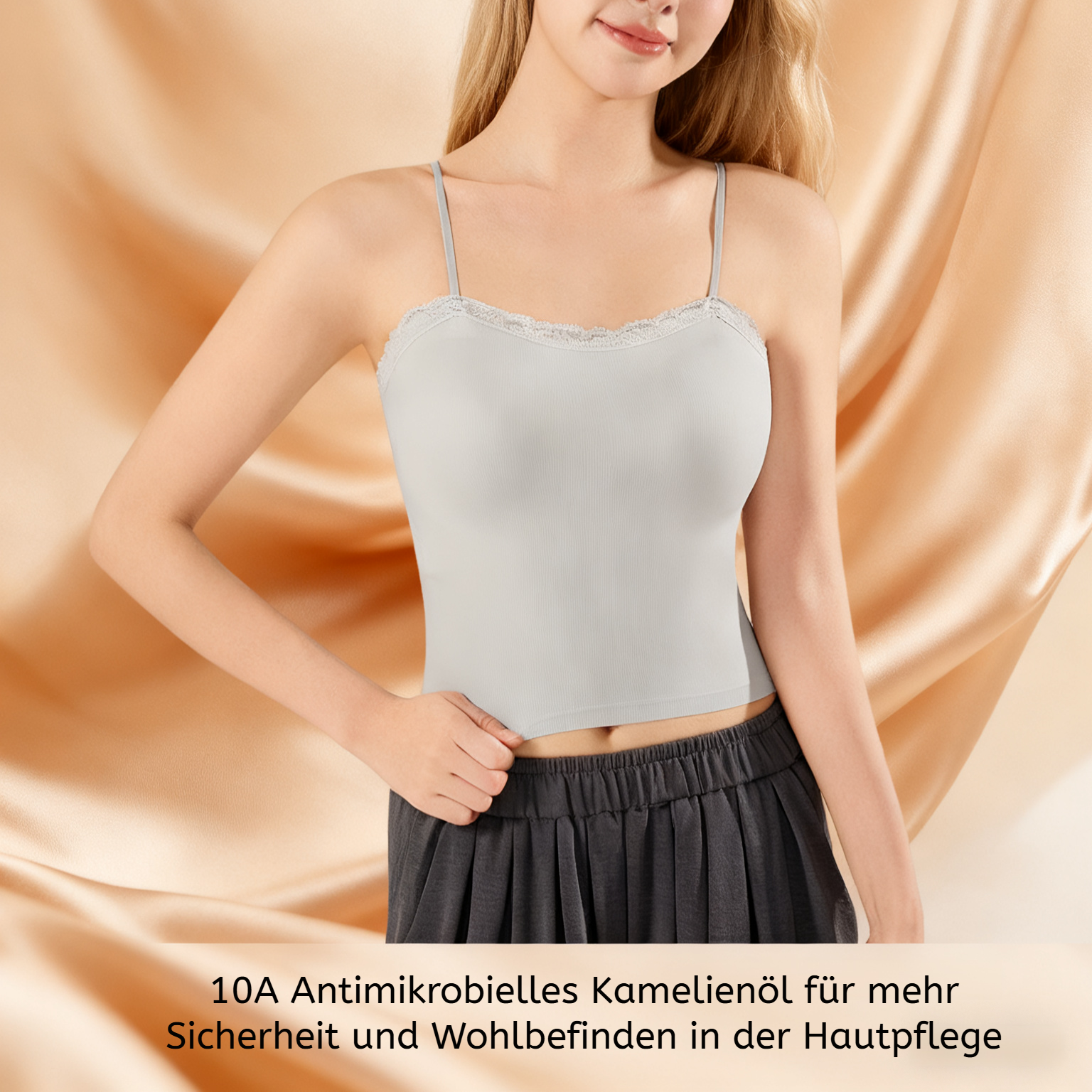 Spitzen-Träger-Top mit Carmenausschnitt Vorderansicht