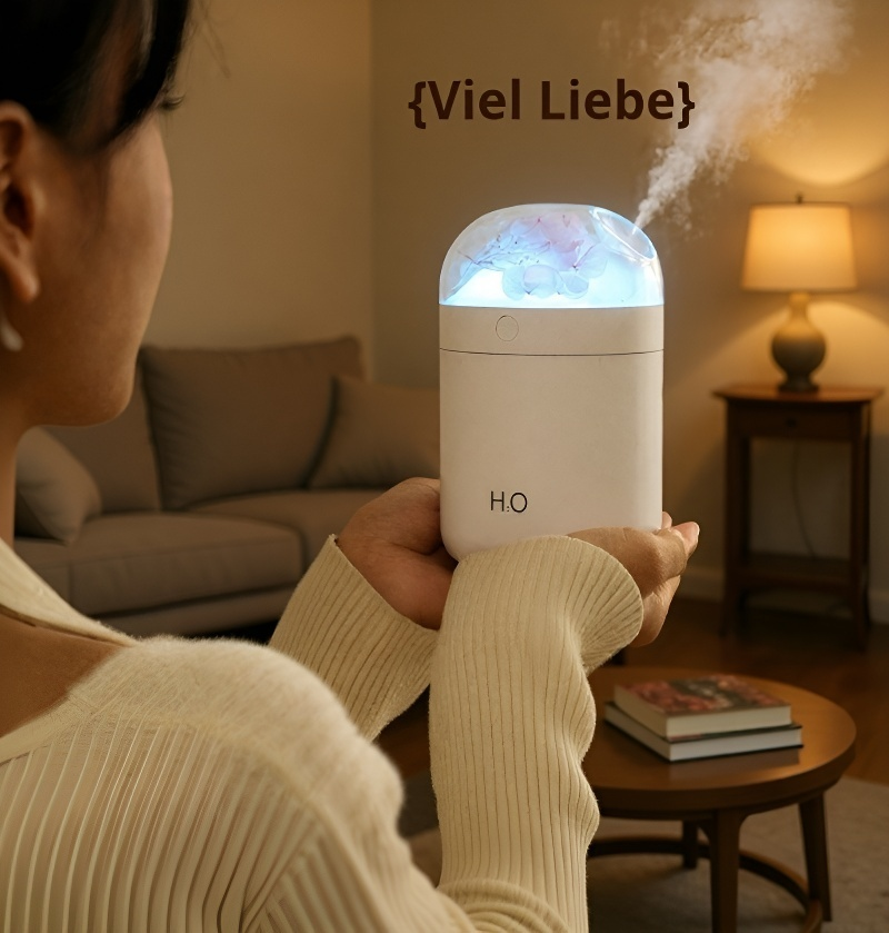 Luftbefeuchter mit ewigen Blumen als stilvolles Wohnaccessoire