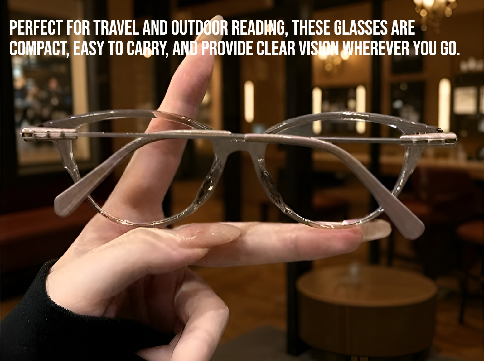 Side profile of lightweight cat eye reading glasses