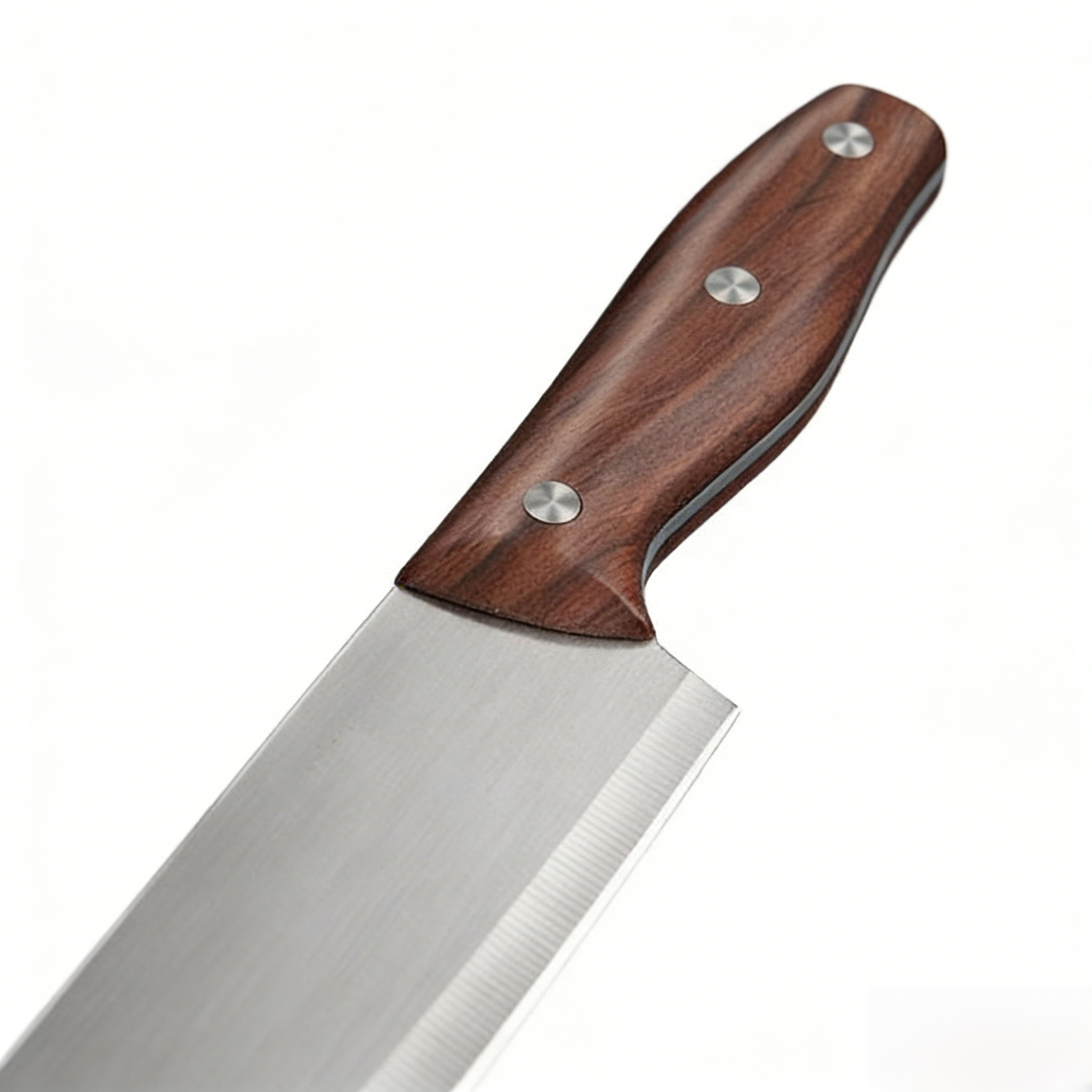Close-up of ergonomic handle of Stainless Steel Chef Knife