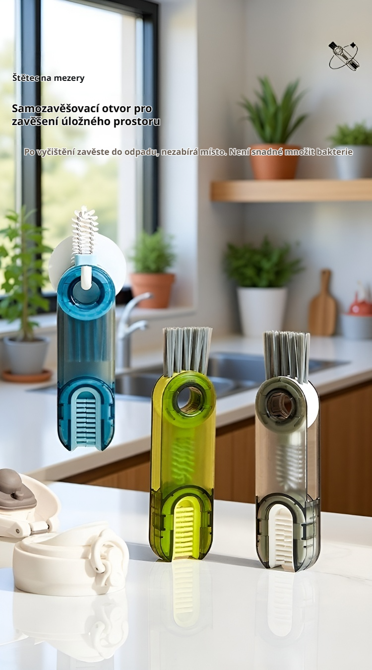 Praktický kartáč na lahve a sklenice