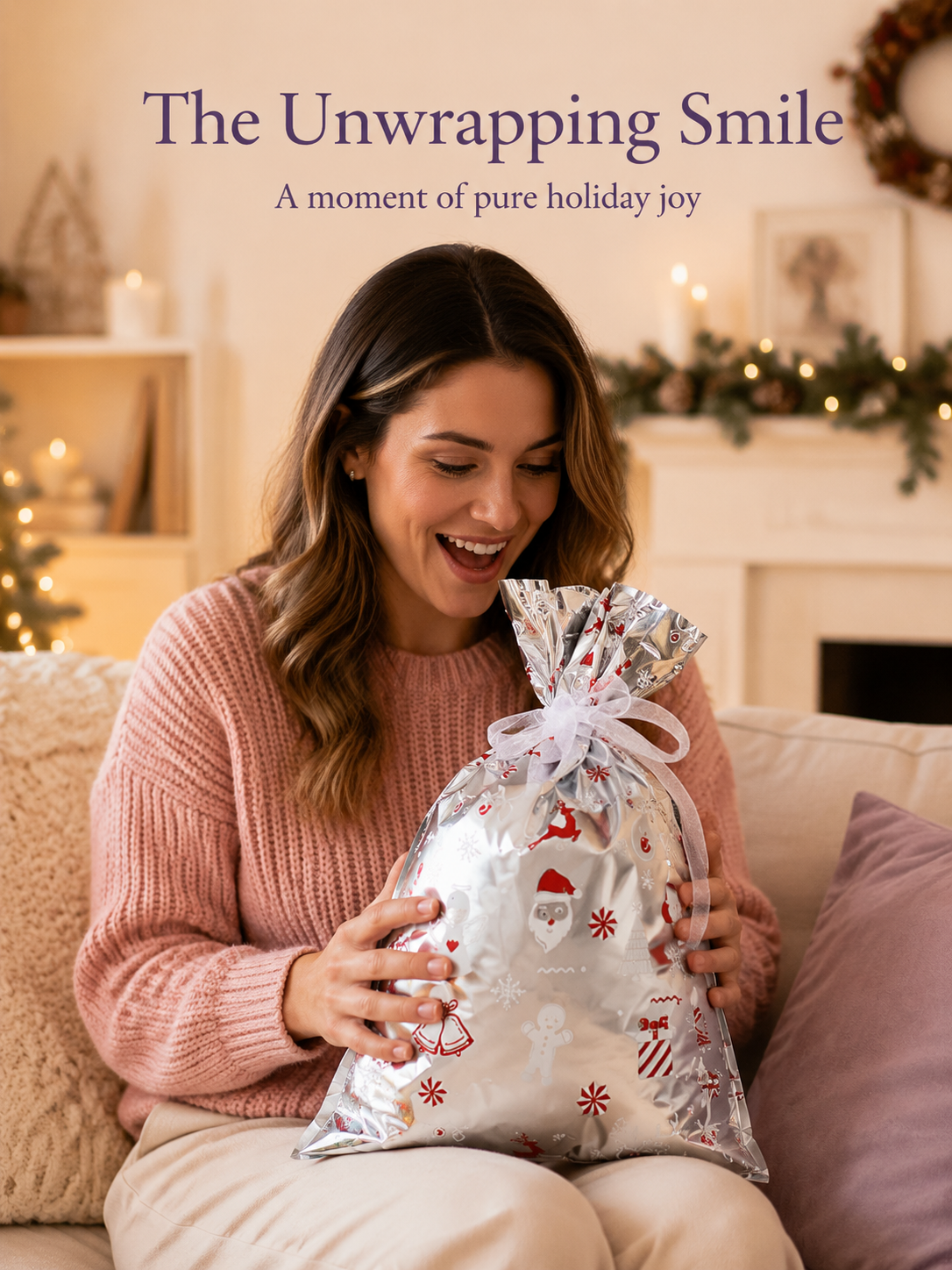 Christmas packaging bags with cute festive motifs