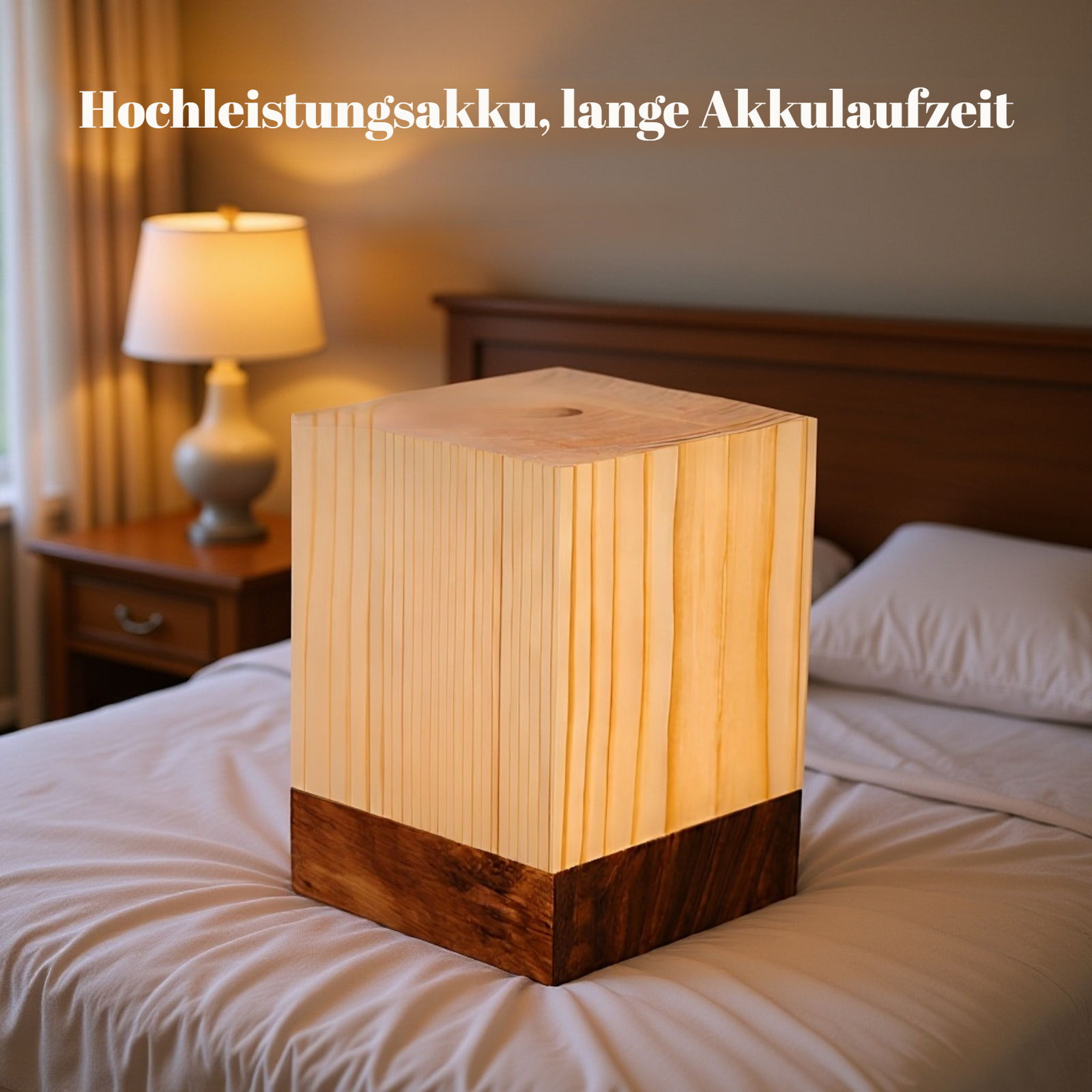 Energiesparende Holz-Nachtlampe mit warmem Licht