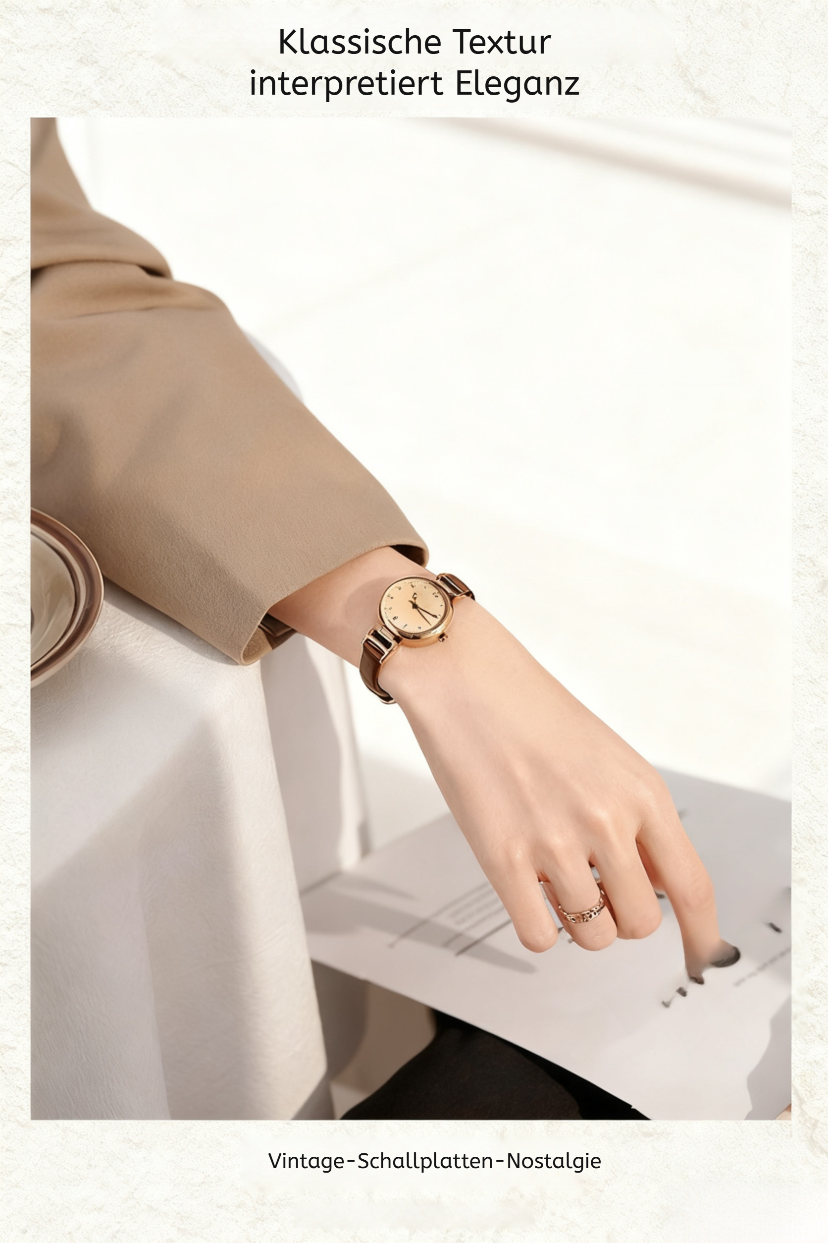 Detailansicht des feinen Bands der Armbanduhr