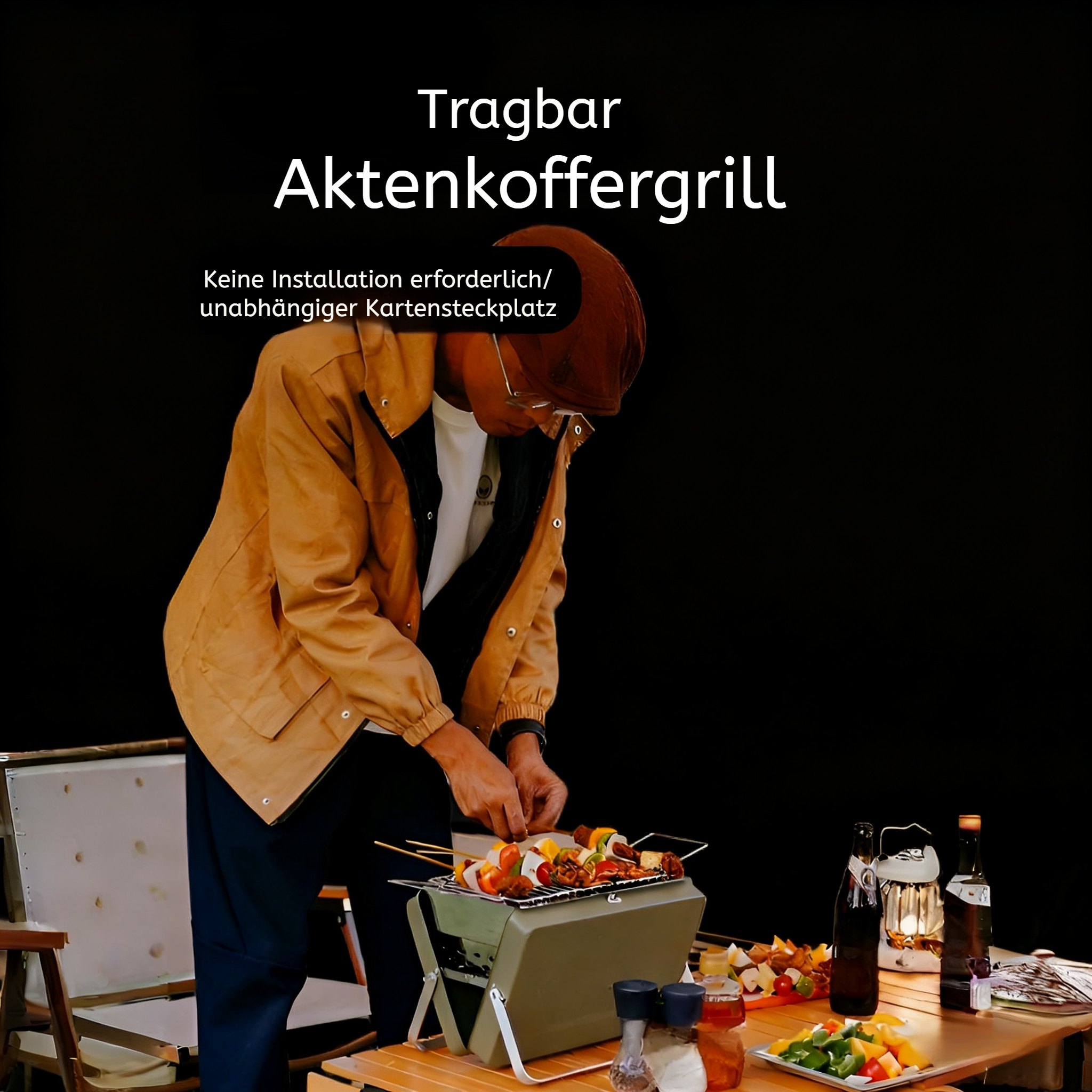 Mobiler zusammenklappbarer Grillrost auf dem Balkon