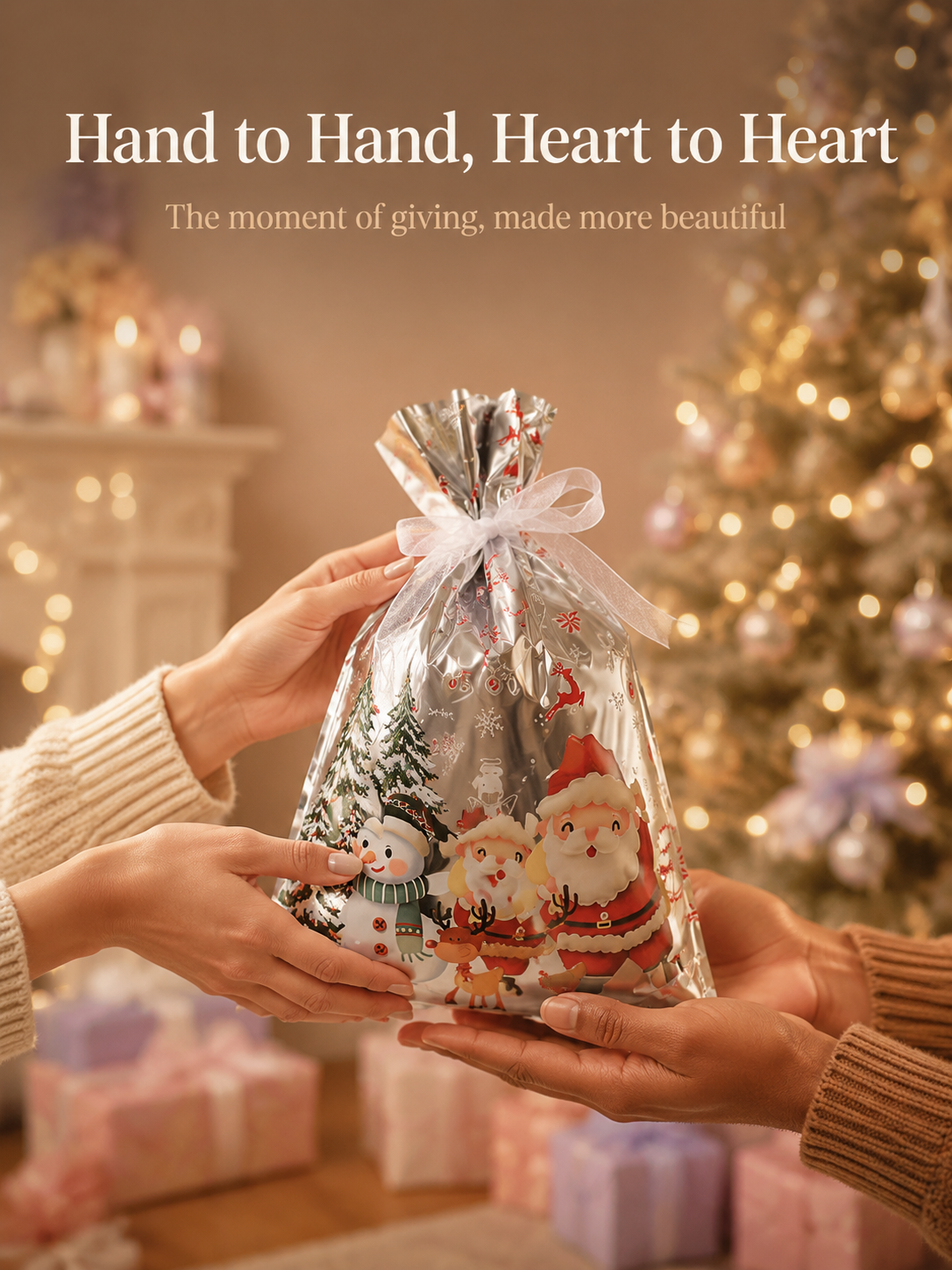 Eco-friendly Christmas gift bags with snowflake prints