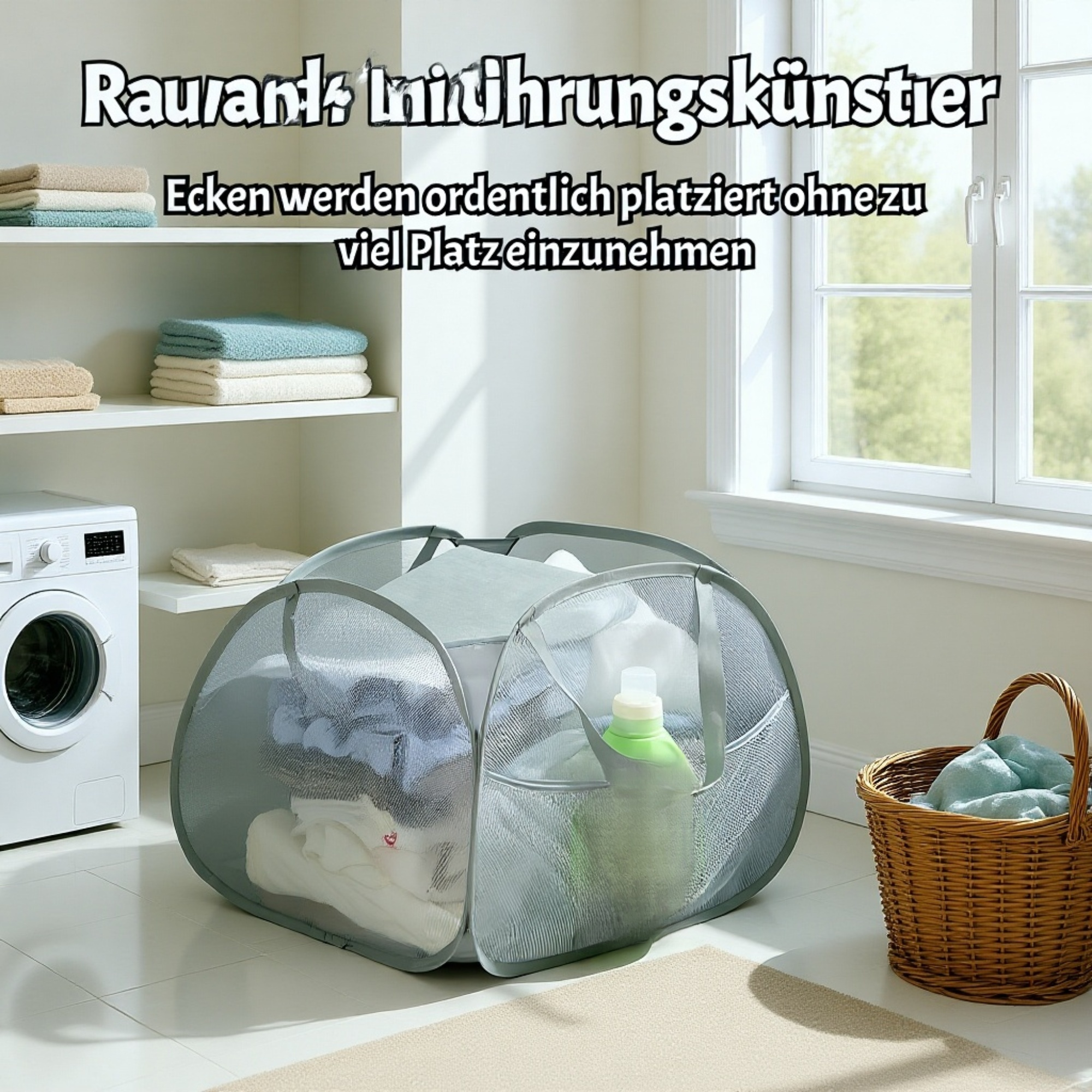 Platzsparender Wäschekorb für große Wäschemengen