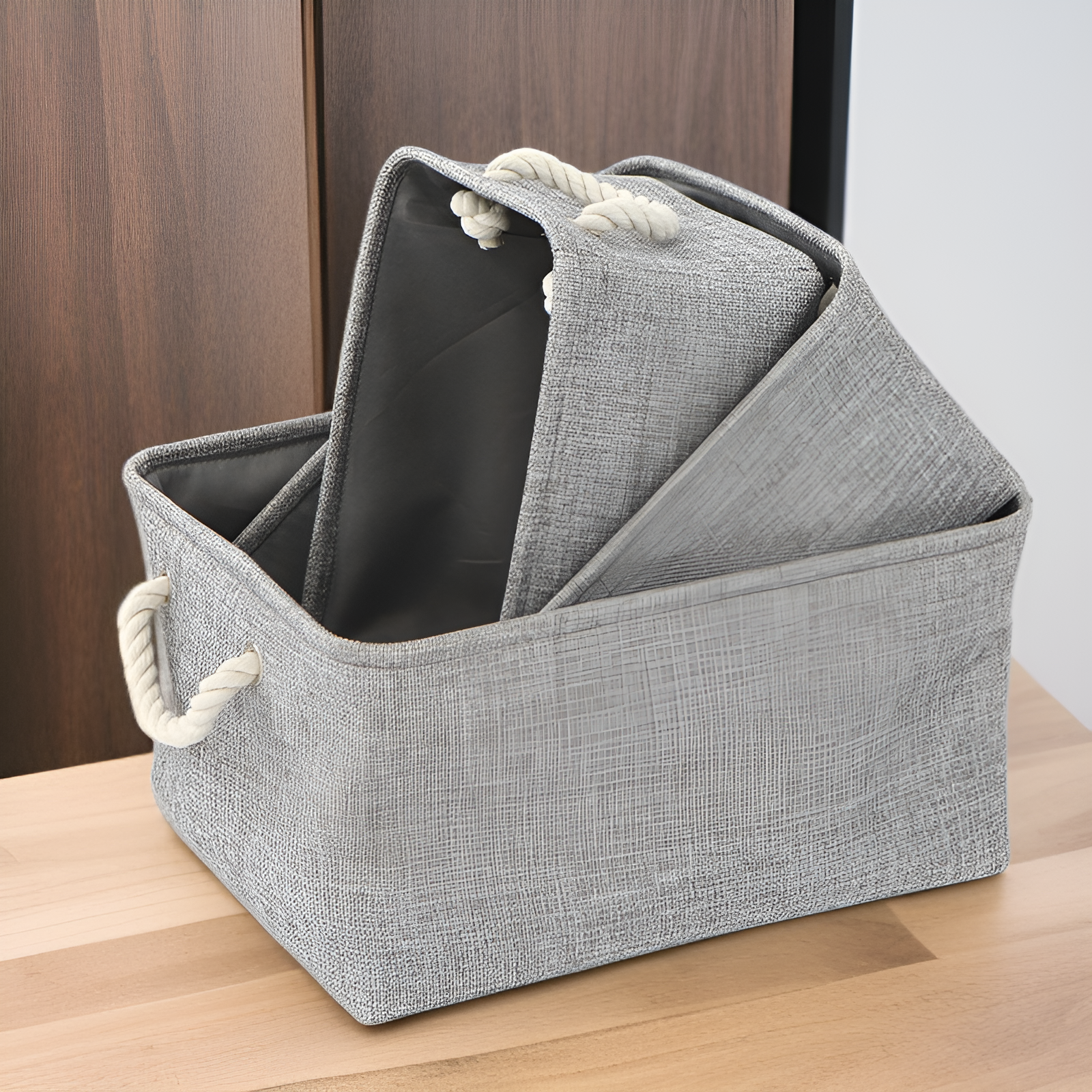 Modern linen basket for bedroom or nursery organization