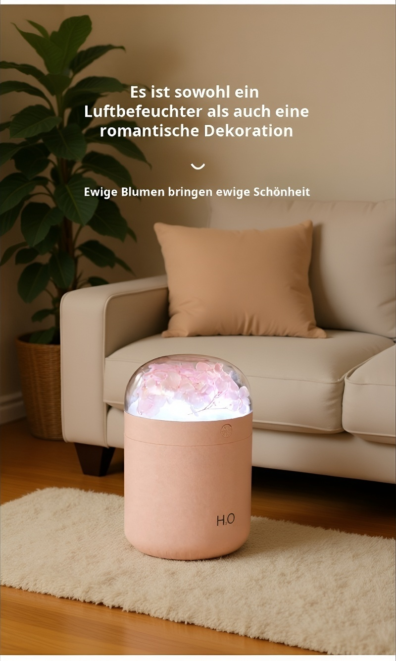 LED-Lichtfunktion des Mini Luftbefeuchters im Dunkeln