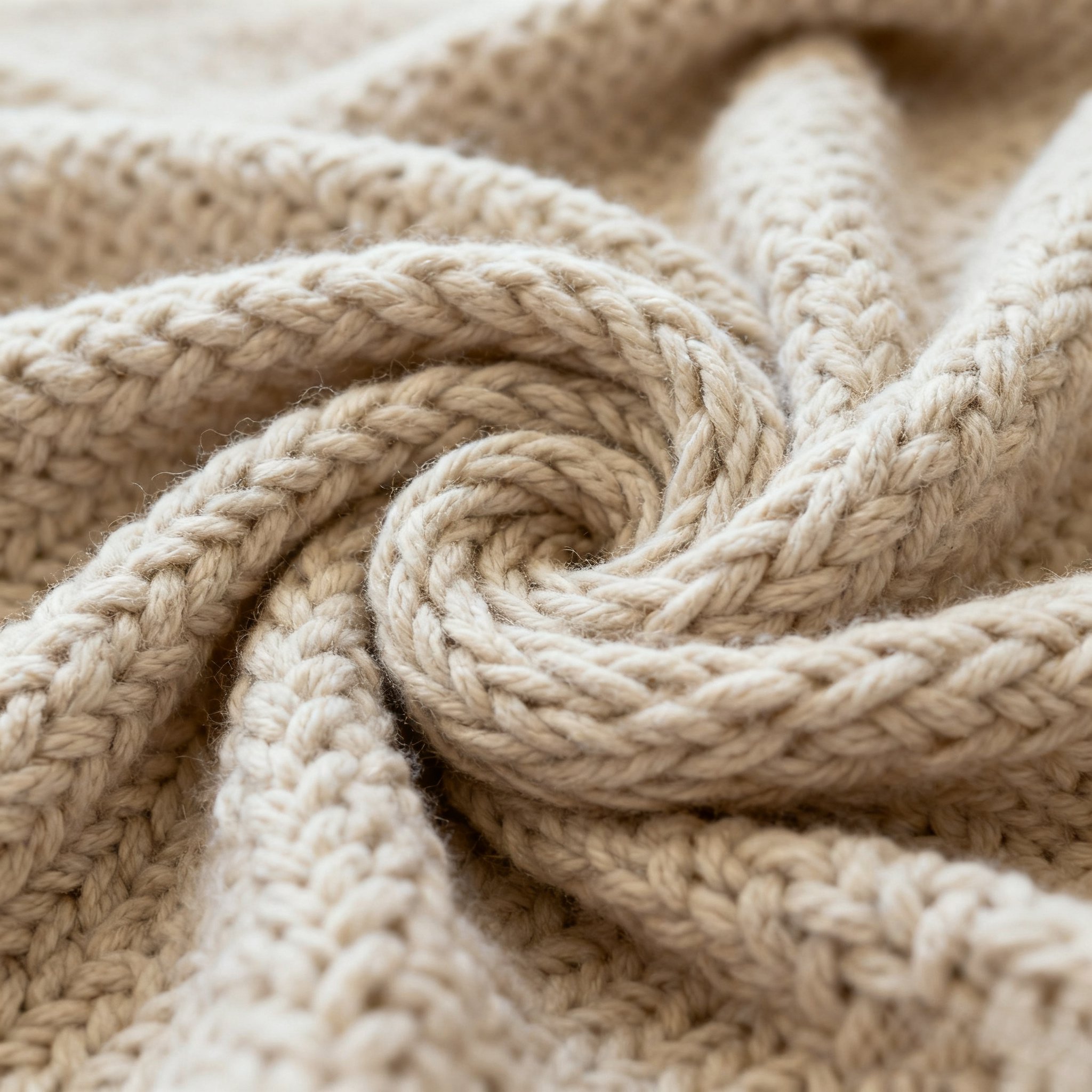 Détail de la texture douce de la couverture tricotée
