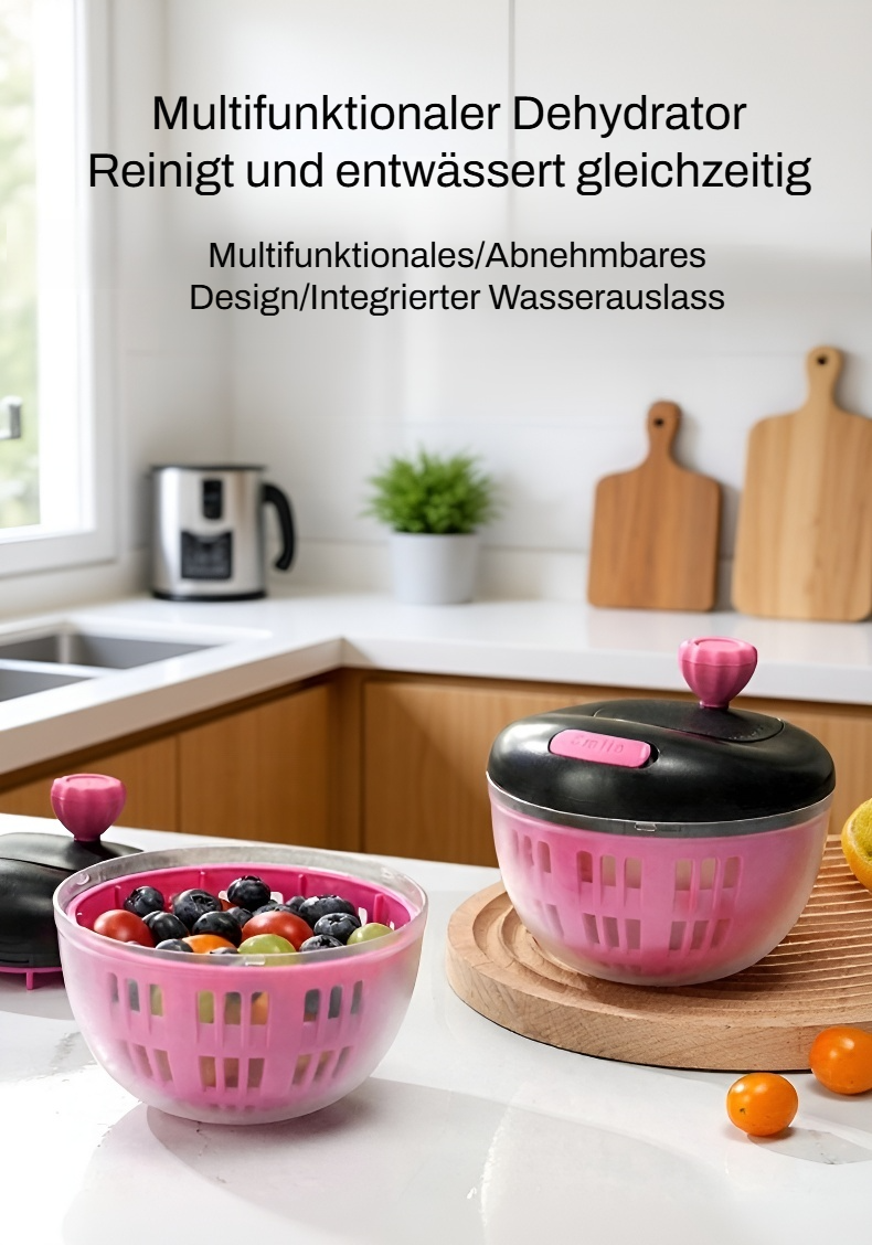 Manuelle Wasser-Schleuder für Gemüse und Salat in moderner Küche