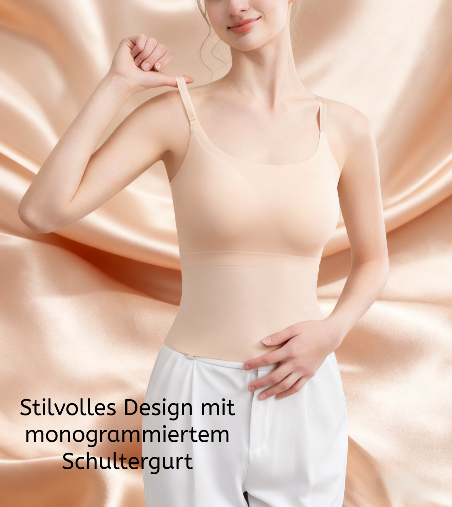 Damen Unterhemd aus Eisseide mit integriertem Polster – Detailaufnahme
