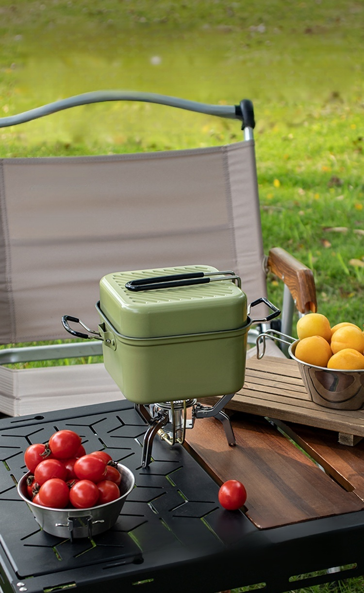Outdoor camping pot set 2-piece for solo travelers