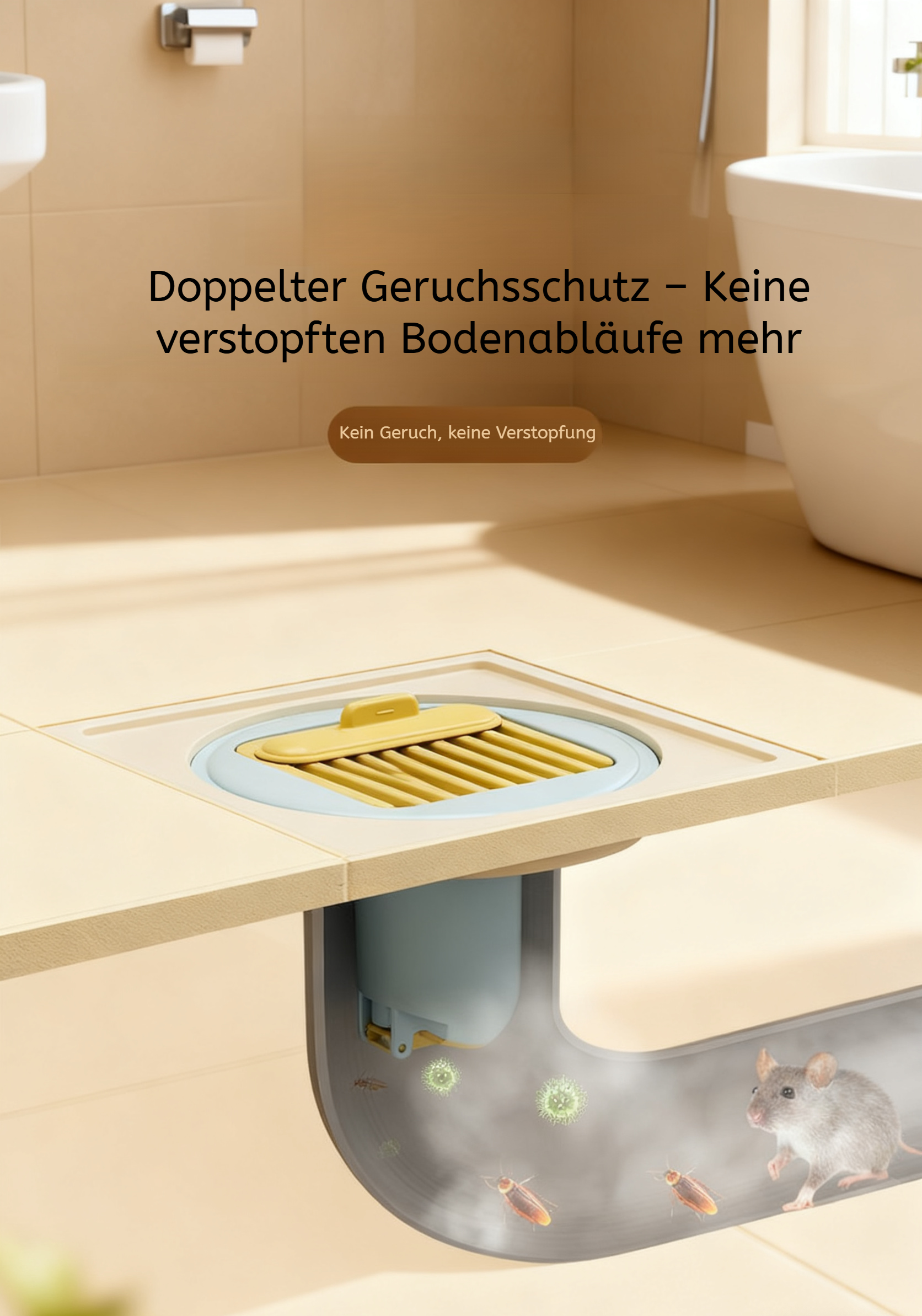 Einfache Installation des Bodenablauf-Einsatzes