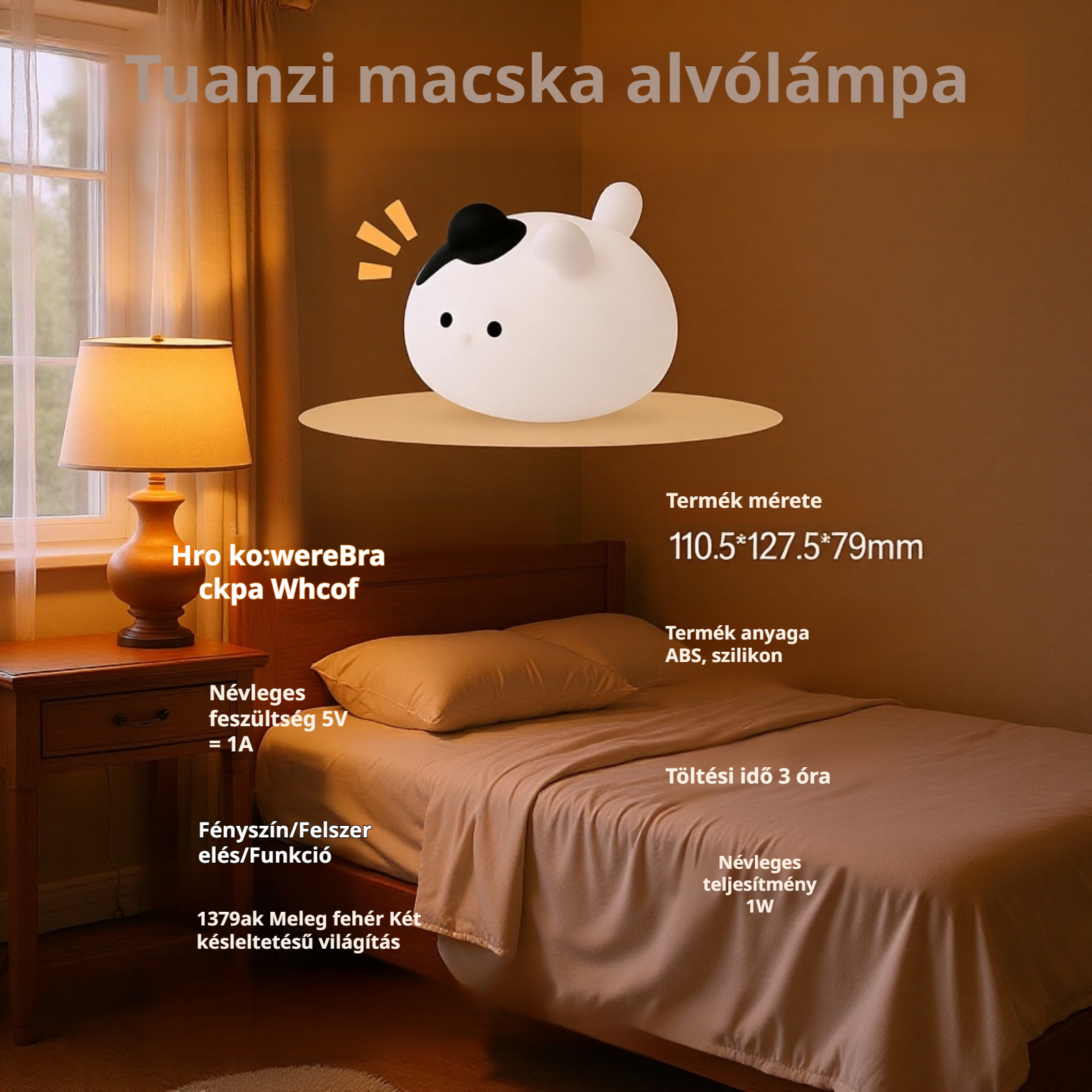 Hangulatos fényforrás macska dizájnnal