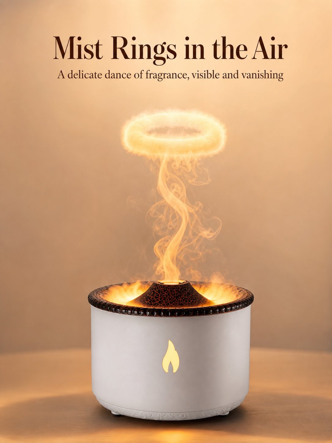 Home fragrance diffuser with flame simulation