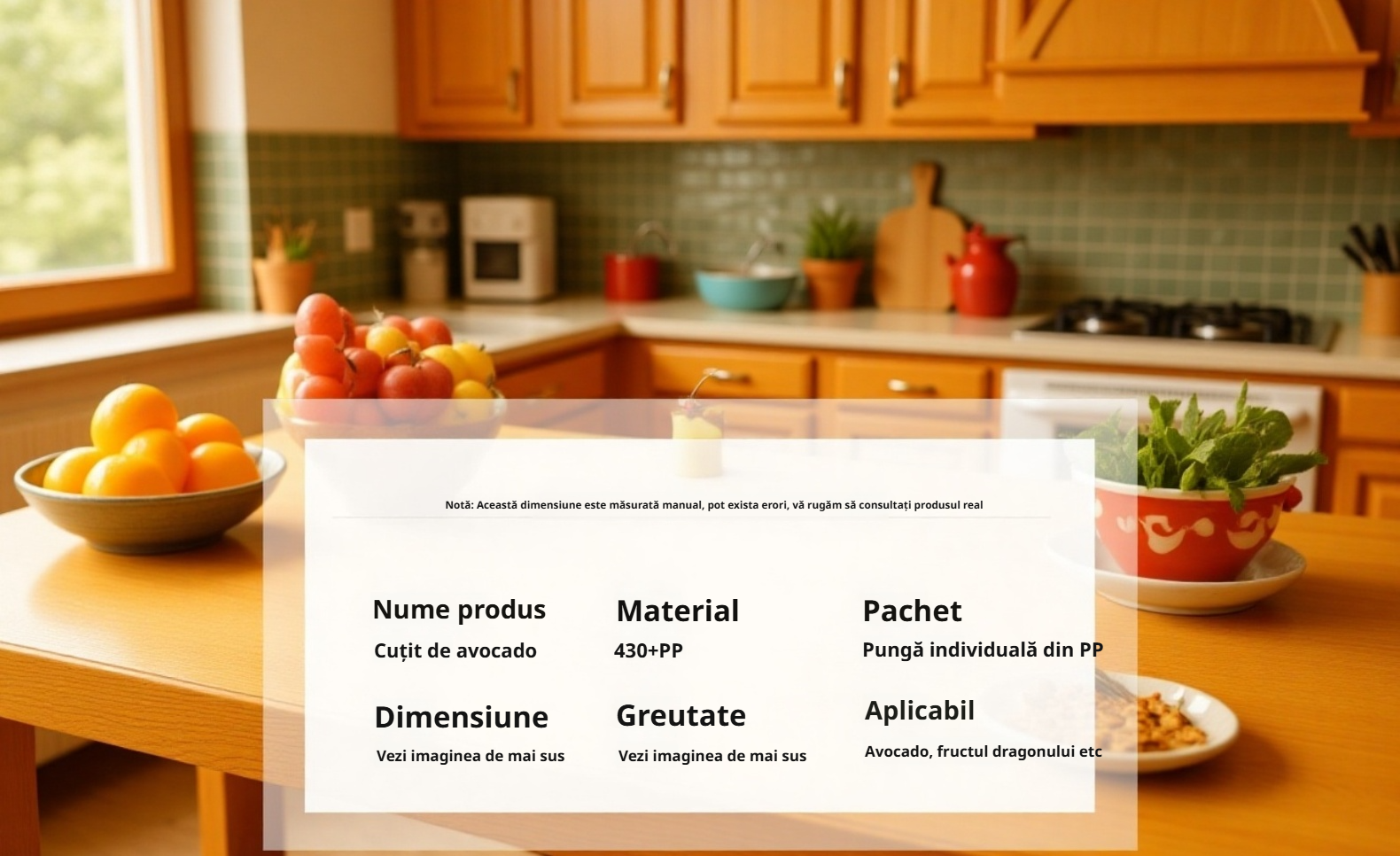 Ustensilă de bucătărie pentru tăierea avocado