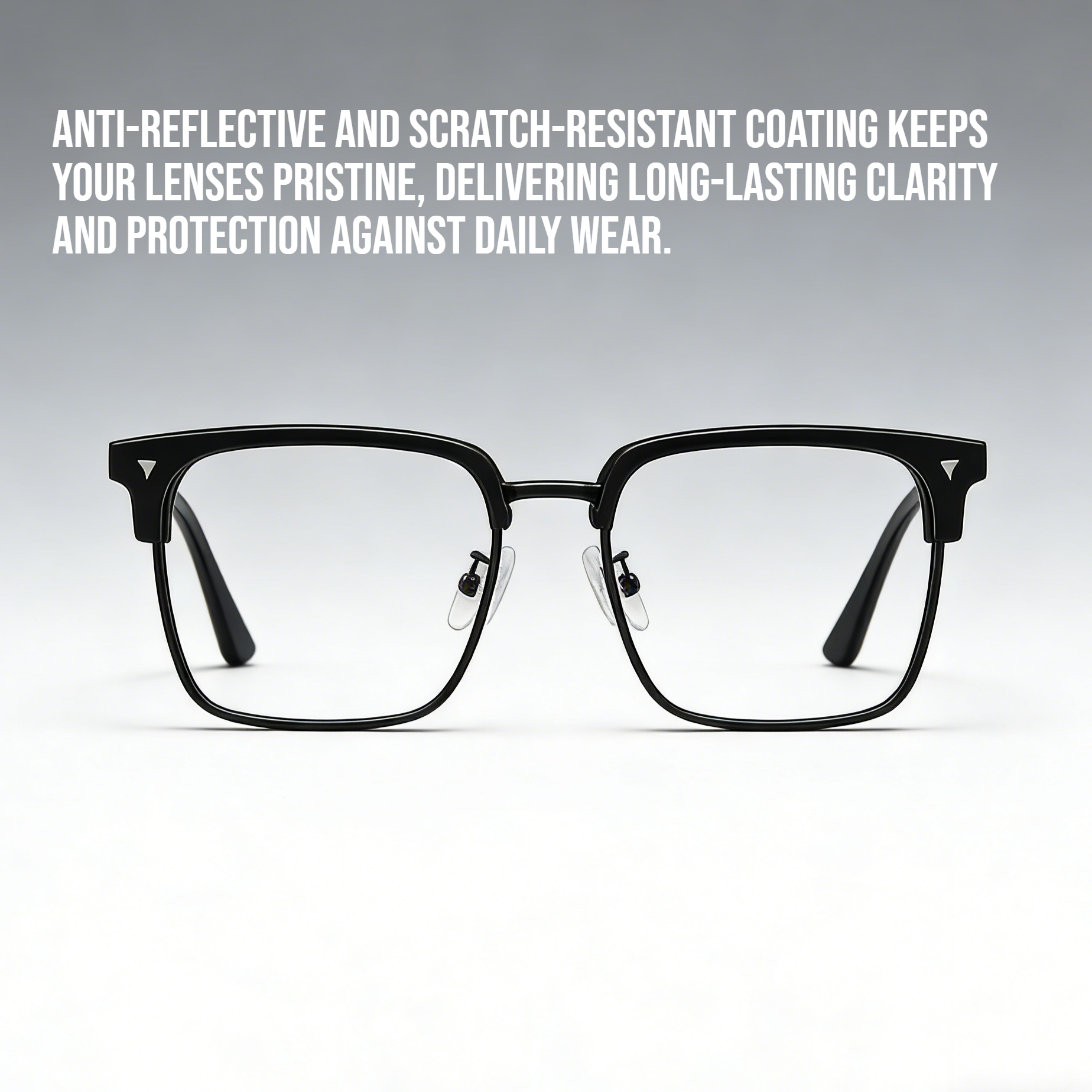 High definition intelligent zoom half frame reading glasses front view