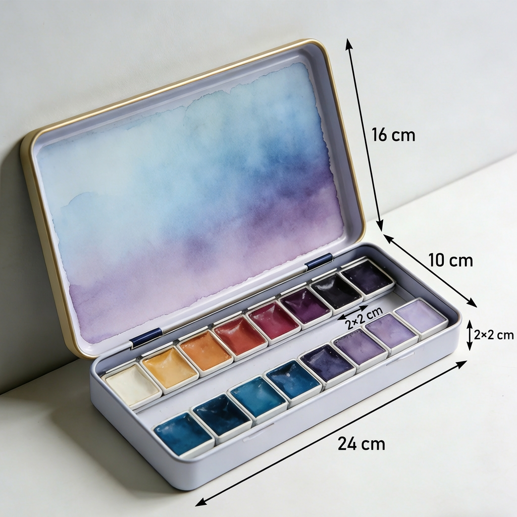High-quality watercolor paints in portable palette