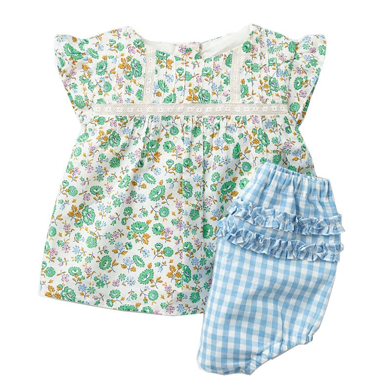 بدلة قصيرة الأكمام للبنات من قطعتين