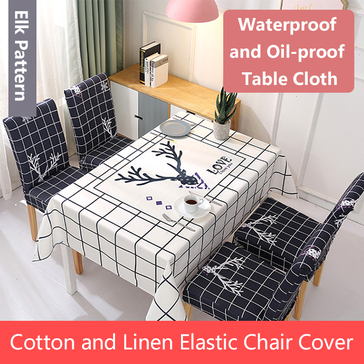Table Cloth and Chair Cover Set Elastic Waterproof Dirt-proof